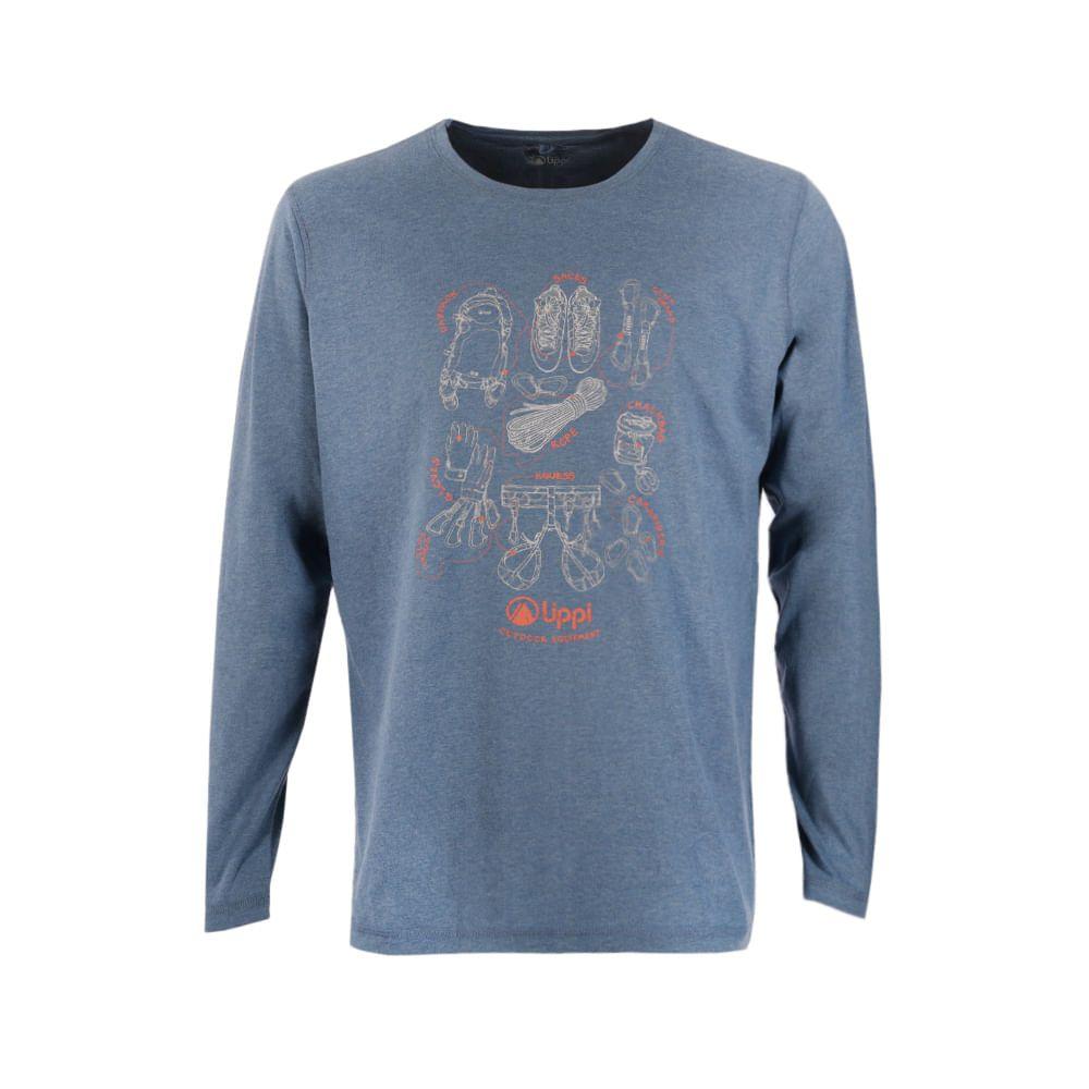 Polera Hombre Insigne Cotton Long Sleeve T-Shirt Azul Piedra Lippi-0