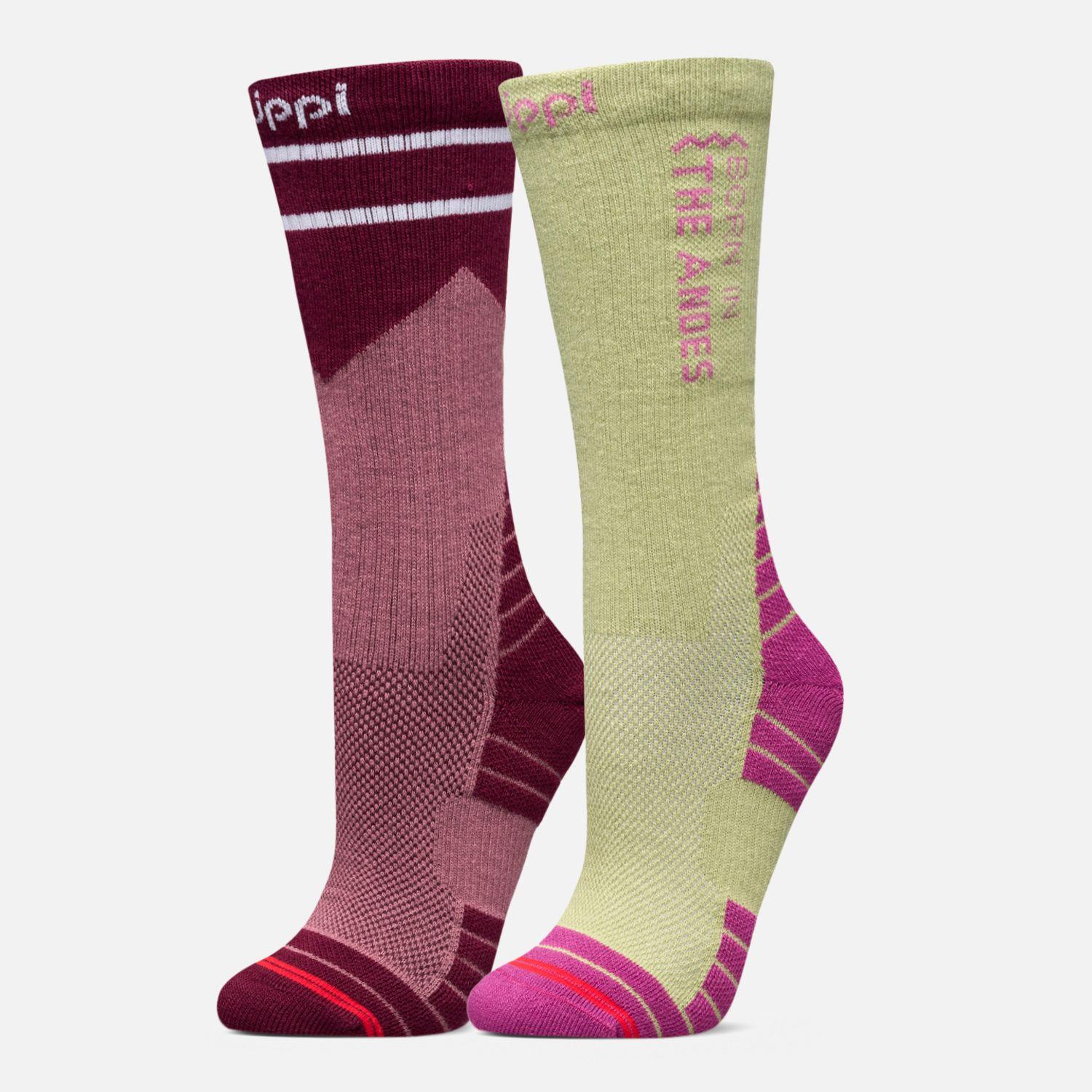 Calcetines Mujer Duo Trekking Light Pack Frambuesa Verde Lippi V26-0
