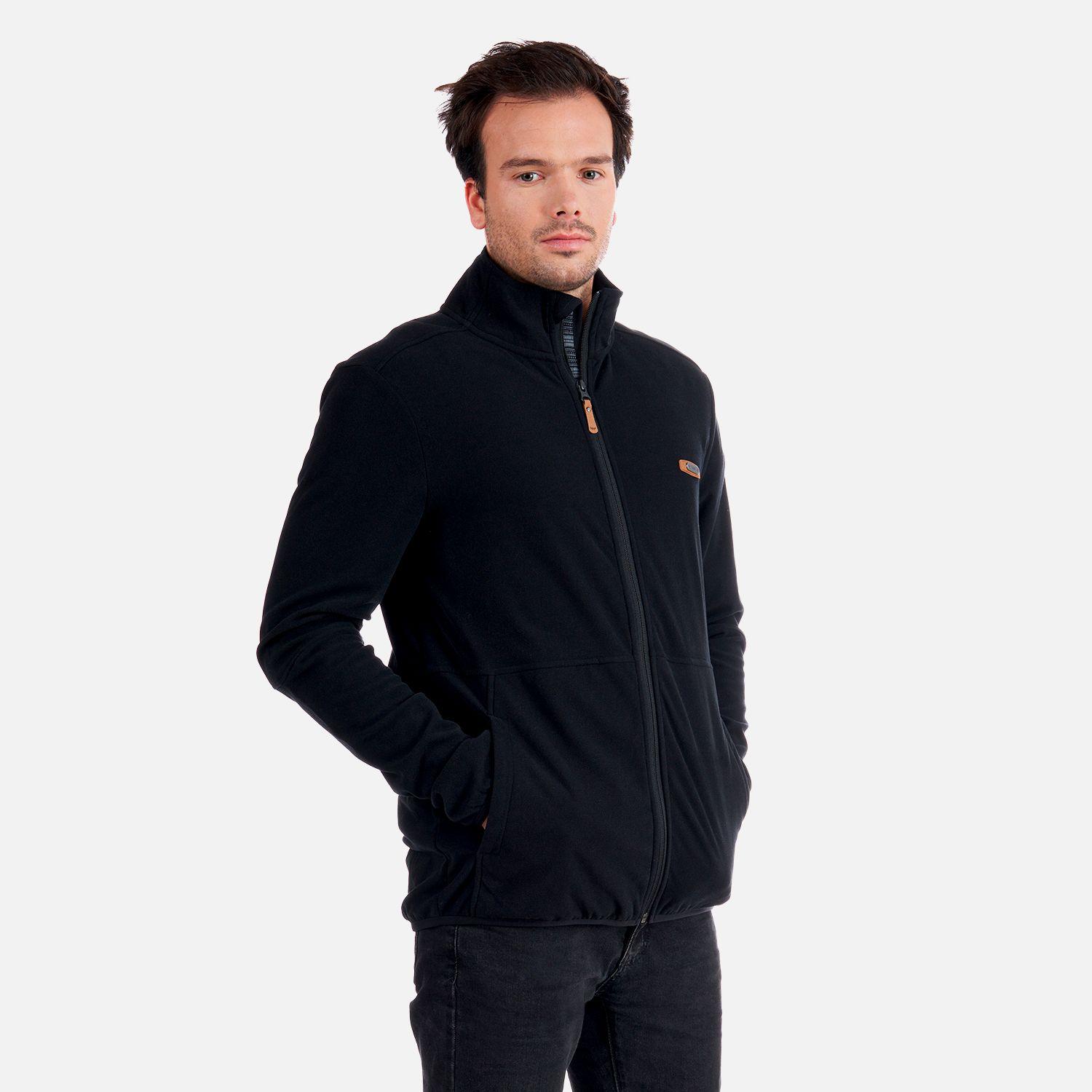 Poleron Hombre Stripes Nano-F Full Zip Negro Lippi-2