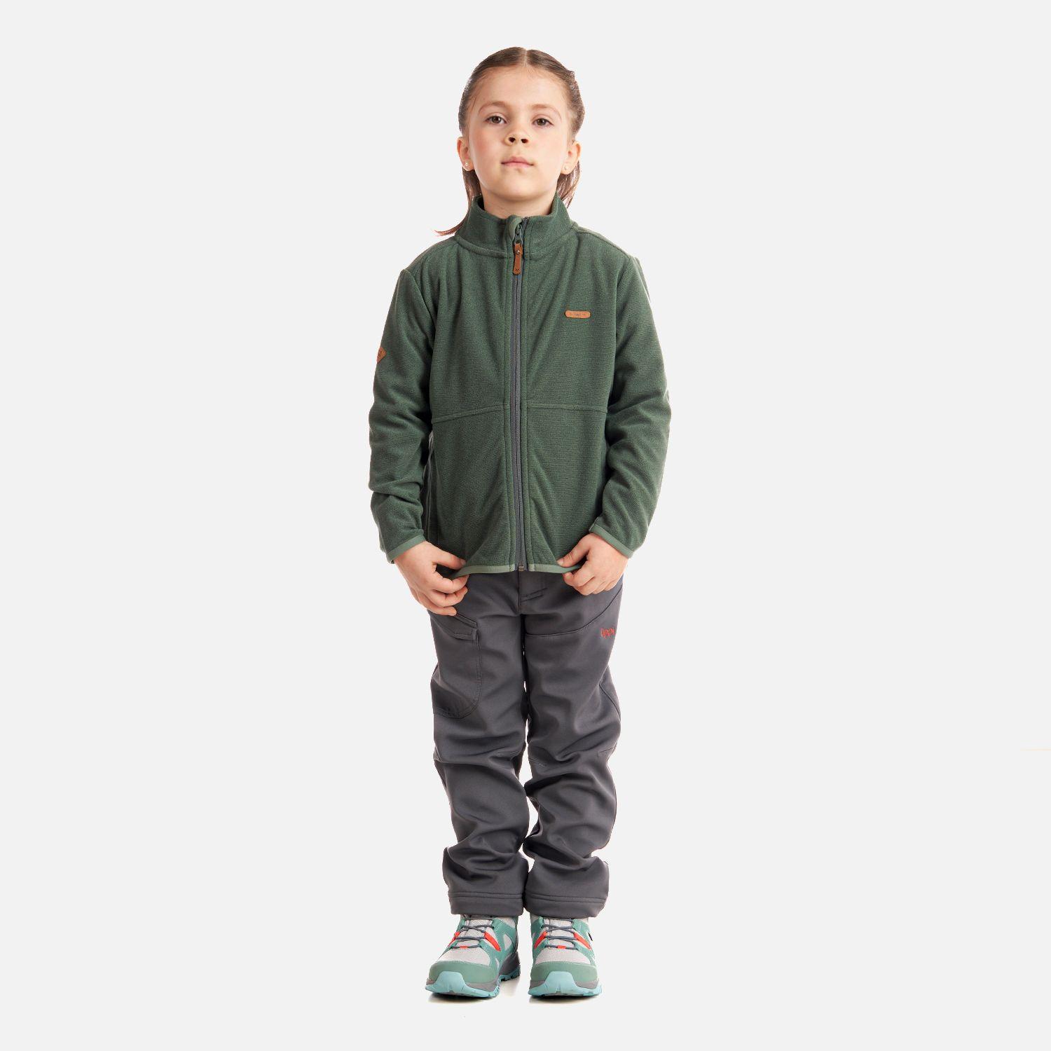 Poleron Niña Stripes Nano-F Full Zip Verde Grisaceo Lippi-5