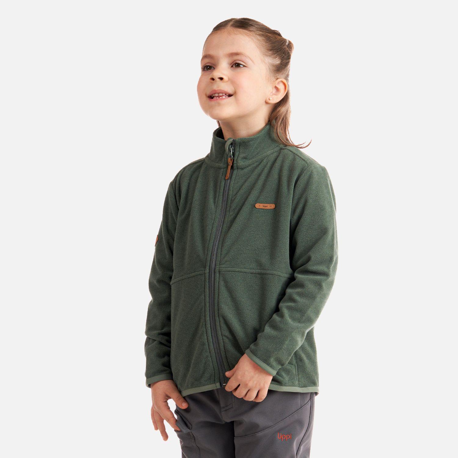 Poleron Niña Stripes Nano-F Full Zip Verde Grisaceo Lippi-2