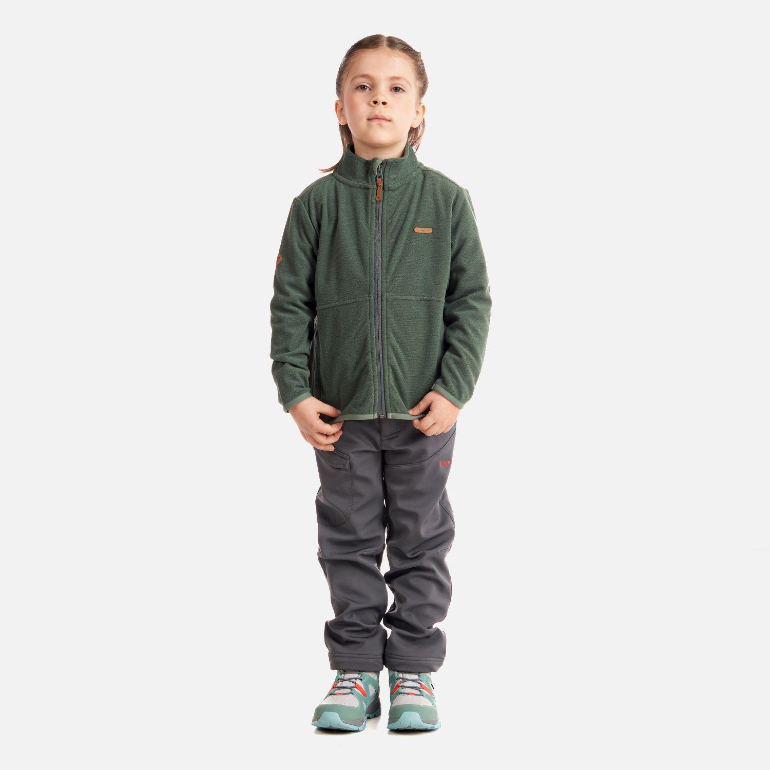 Poleron Niña Stripes Nano-F Full Zip Verde Grisaceo Lippi-5
