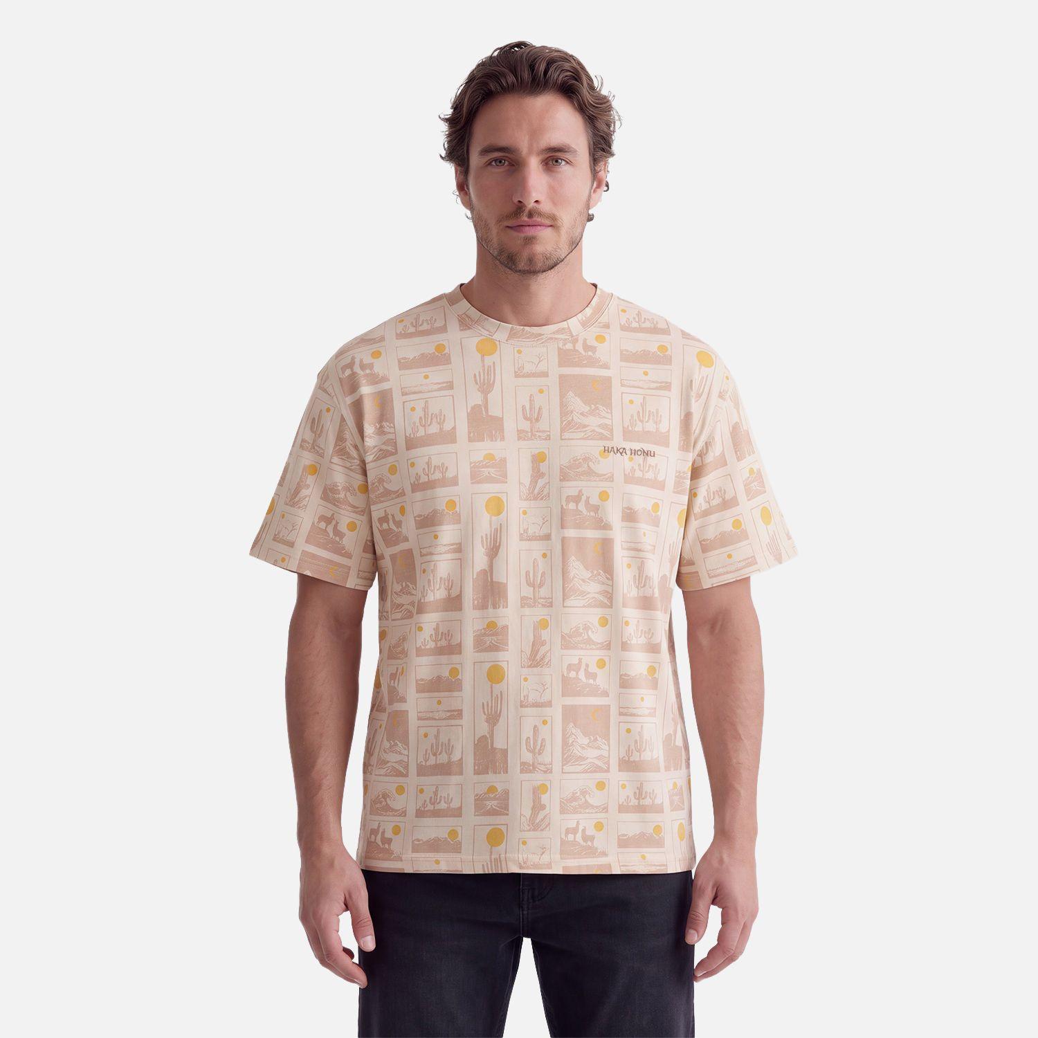 Polera Hombre Pinacoteca Print Taupe Haka Honu V27-0