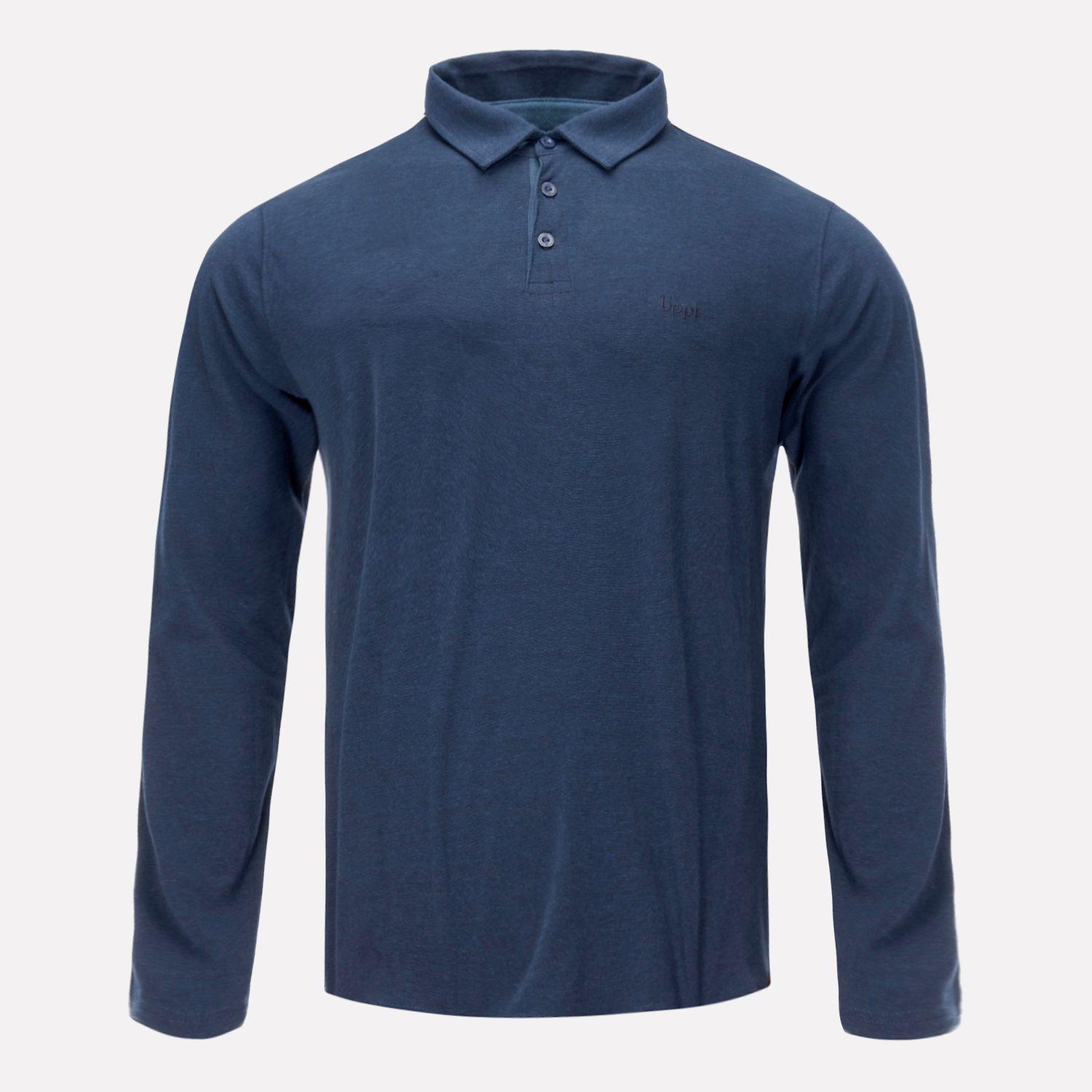 Polera Hombre Jet Polo Long Sleeve Melange Azul Marino Lippi-0