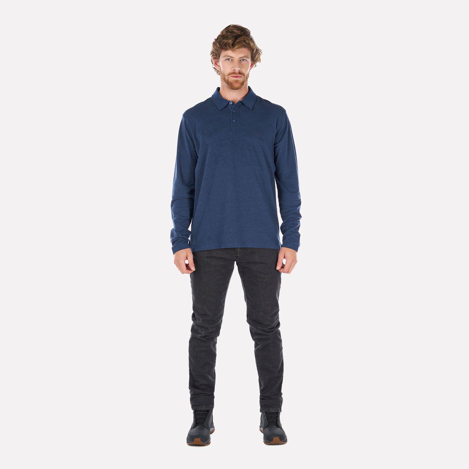 Polera Hombre Jet Polo Long Sleeve Melange Azul Marino Lippi-3