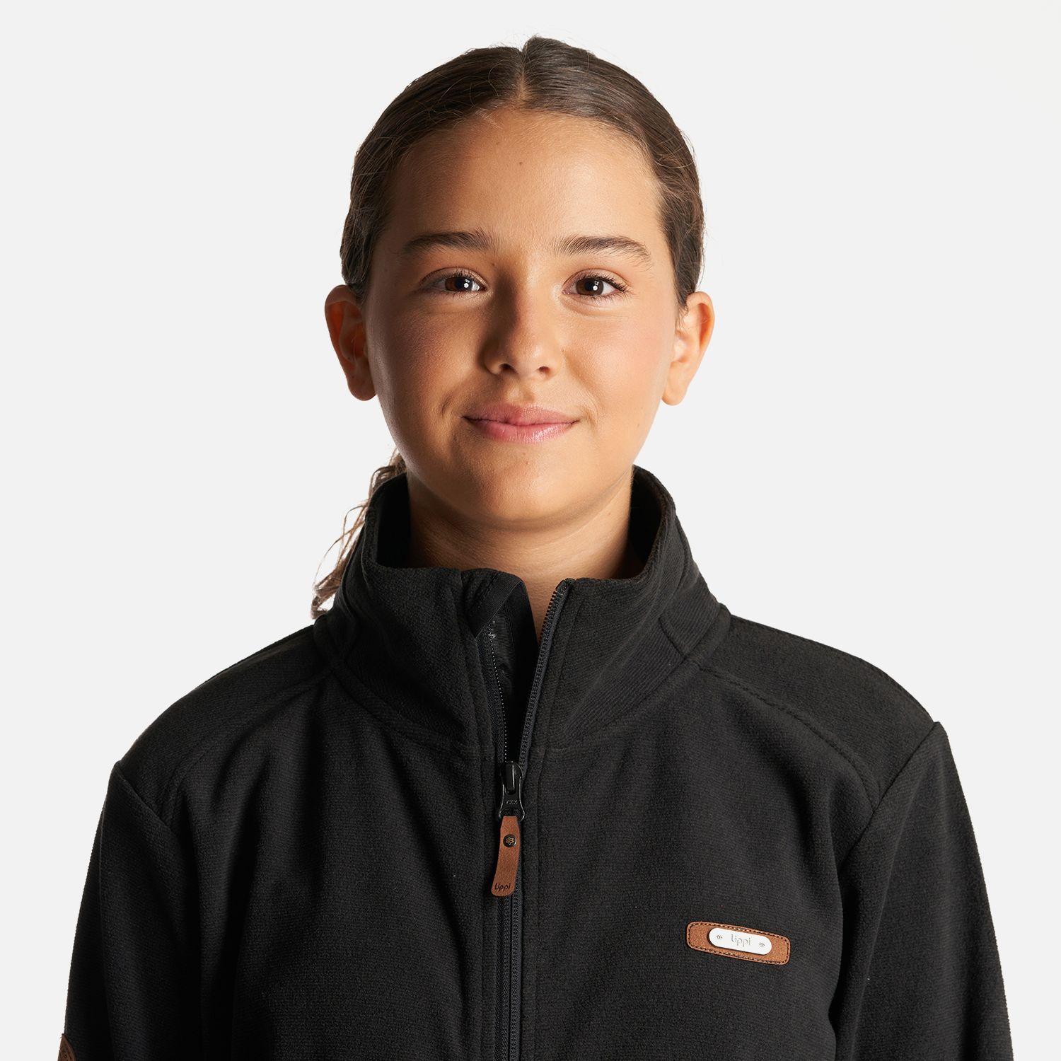 Poleron Teen Girl Stripes Nano-F Full Zip Negro Lippi I23-4