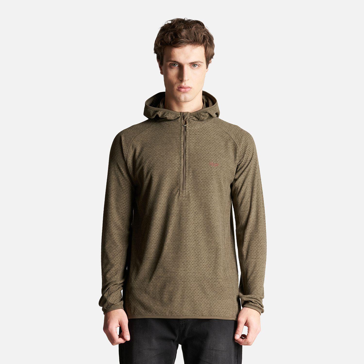 Poleron Hombre Jacaranda Nano-F 1/4 Zip Hoody Melange Oliva Oscuro Lippi-1