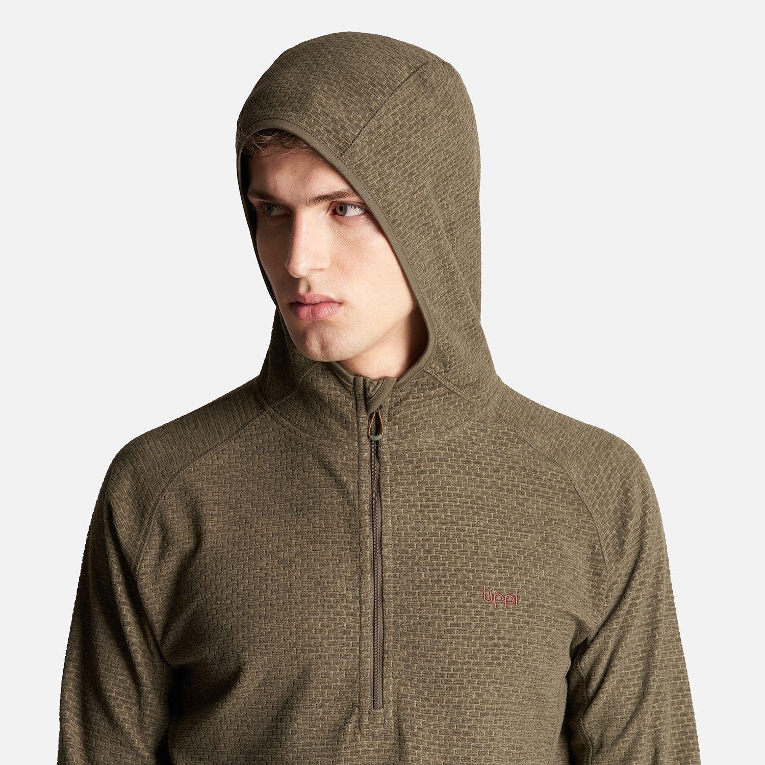 Poleron Hombre Jacaranda Nano-F 1/4 Zip Hoody Melange Oliva Oscuro Lippi-4