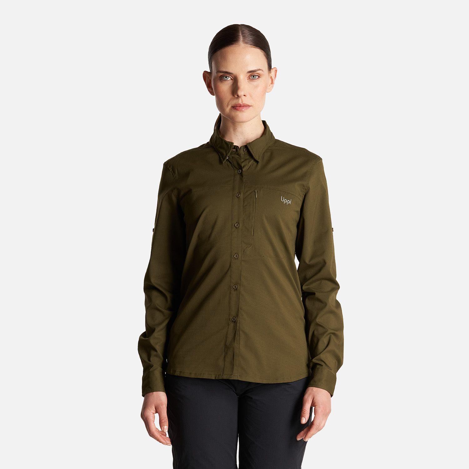 Camisa Mujer Rosselot Long Sleeve Q-Dry Shirt Verde Militar Lippi-1