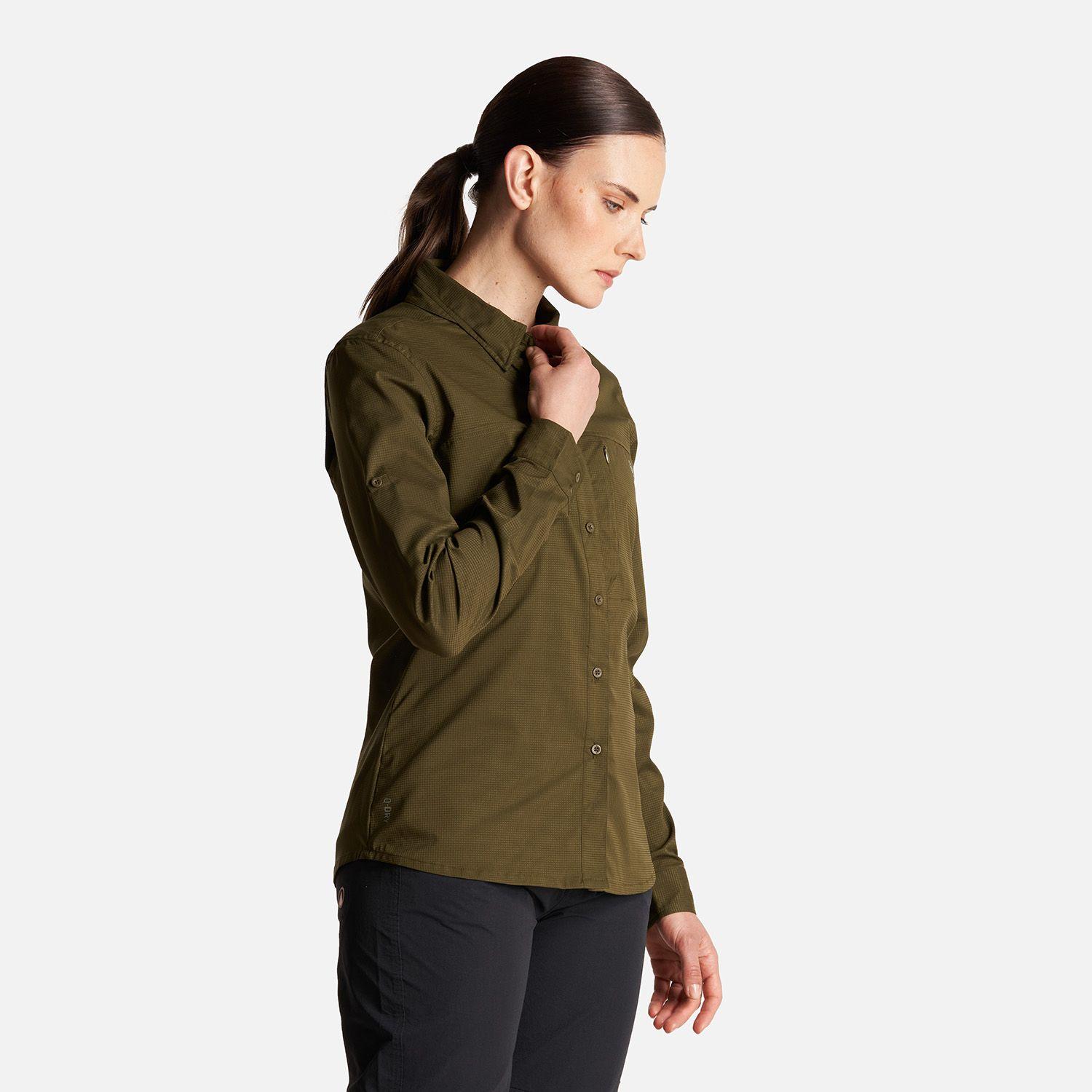 Camisa Mujer Rosselot Long Sleeve Q-Dry Shirt Verde Militar Lippi-2