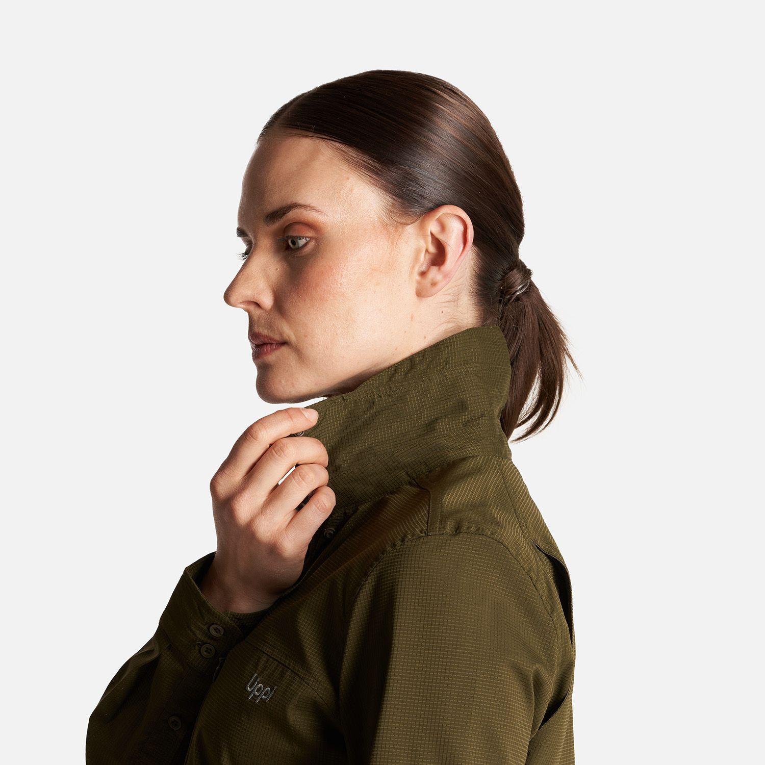 Camisa Mujer Rosselot Long Sleeve Q-Dry Shirt Verde Militar Lippi-5