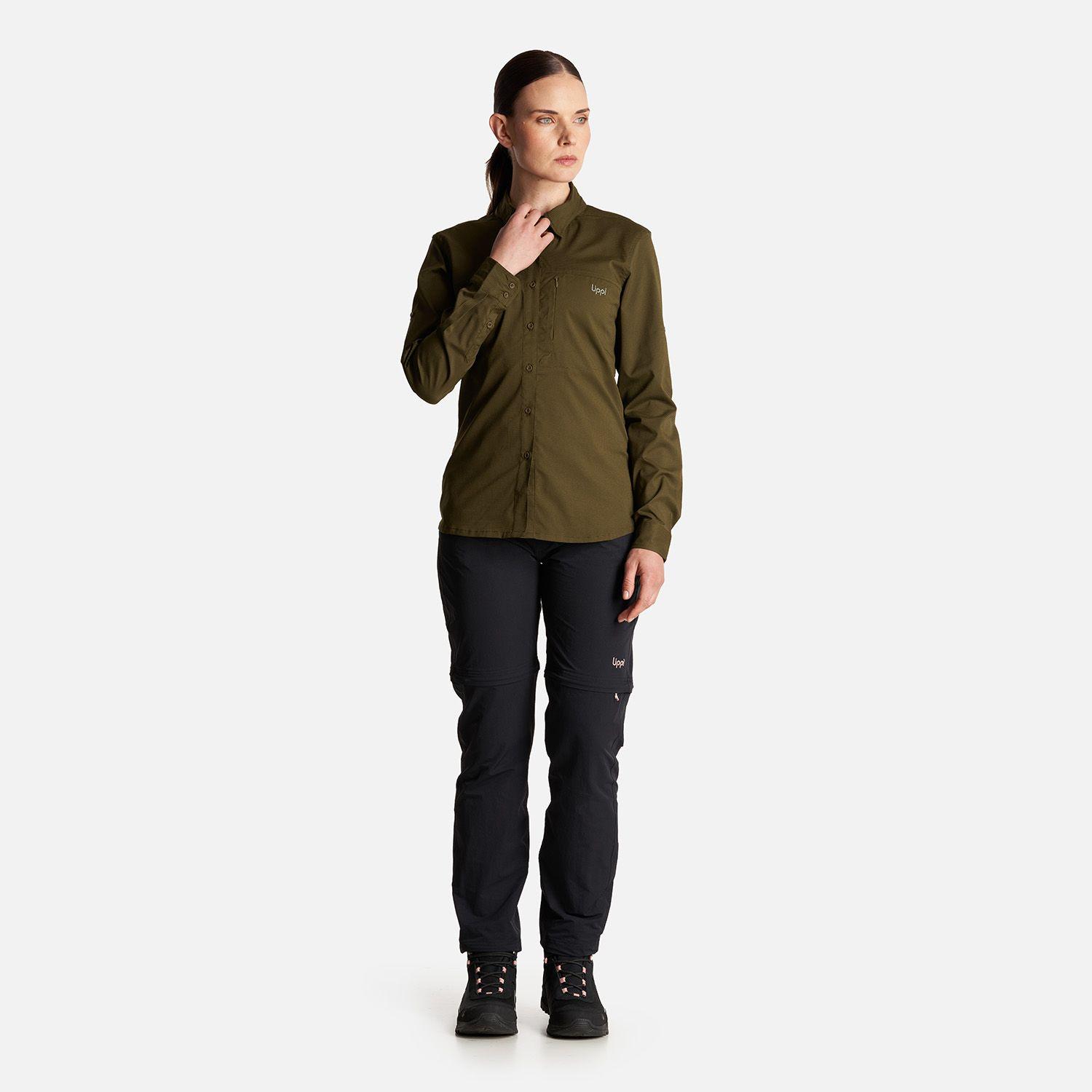 Camisa Mujer Rosselot Long Sleeve Q-Dry Shirt Verde Militar Lippi-8