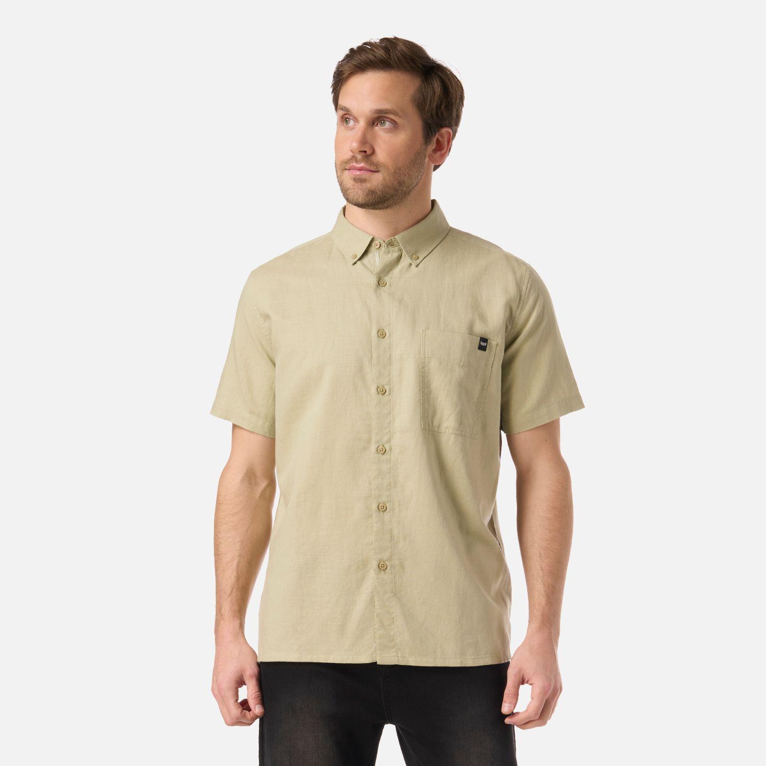 Camisa Hombre Terrain Linen Shirt Verde Oliva Lippi V26-0