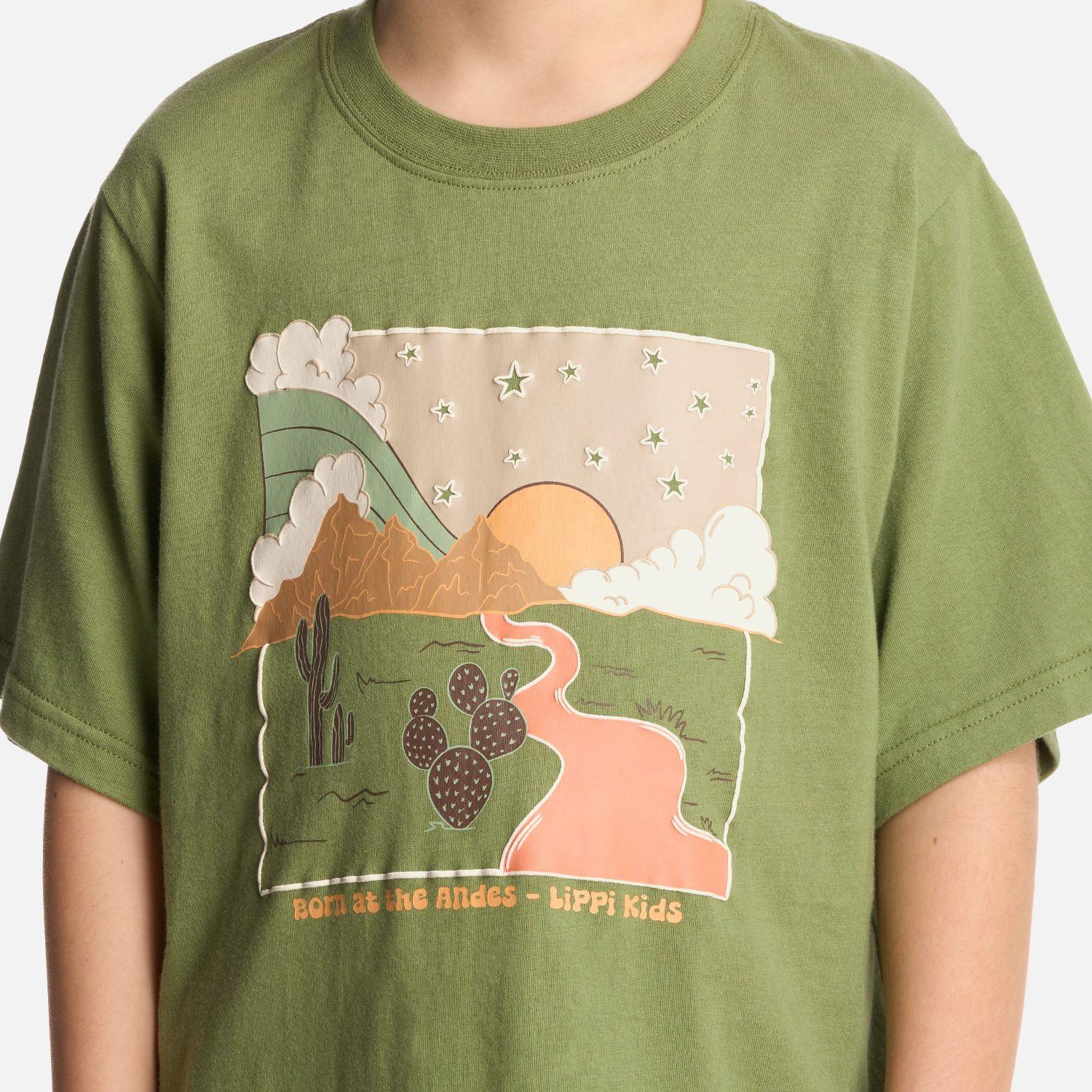 Polera Niño Desert Oversize T-Shirt Verde Lippi-3