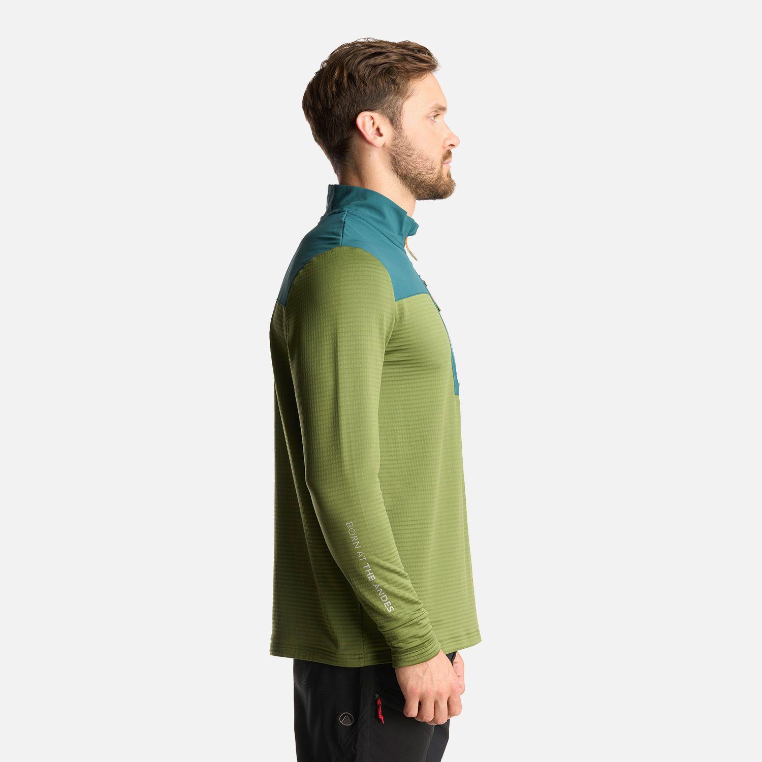 Poleron Hombre Karova Nano F 1/4 Zip Verde Lippi-3