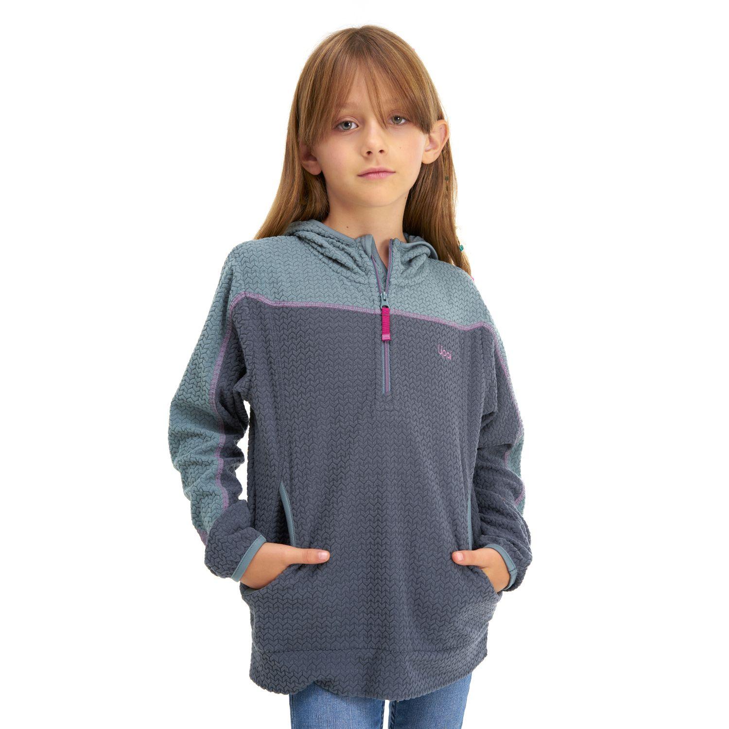 Poleron Niña Saltamontes Nano-F 1/4 Zip Hoody Verde Grisaceo / Azul Grisaceo Lippi-1