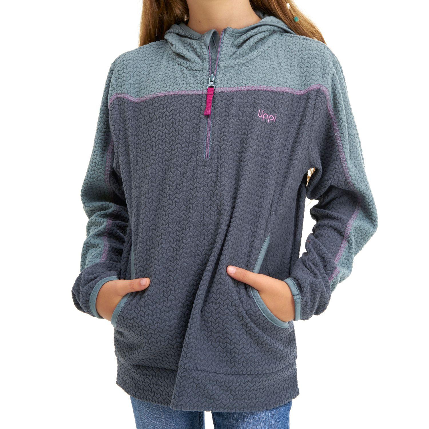 Poleron Niña Saltamontes Nano-F 1/4 Zip Hoody Verde Grisaceo / Azul Grisaceo Lippi-4