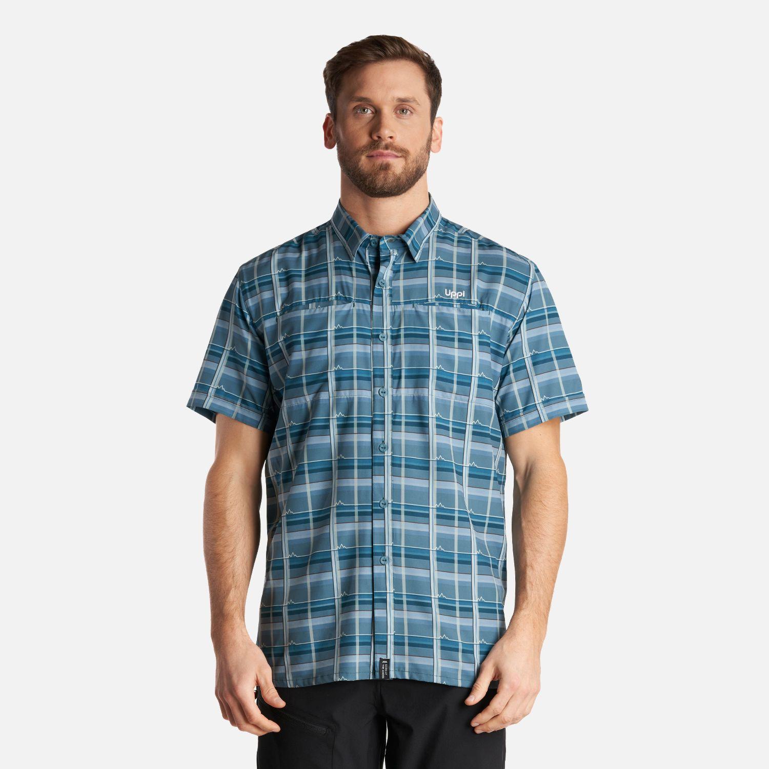 Camisa Hombre Wallace Short Sleeve Q-Dry Shirt Print Verde Petroleo Lippi-1