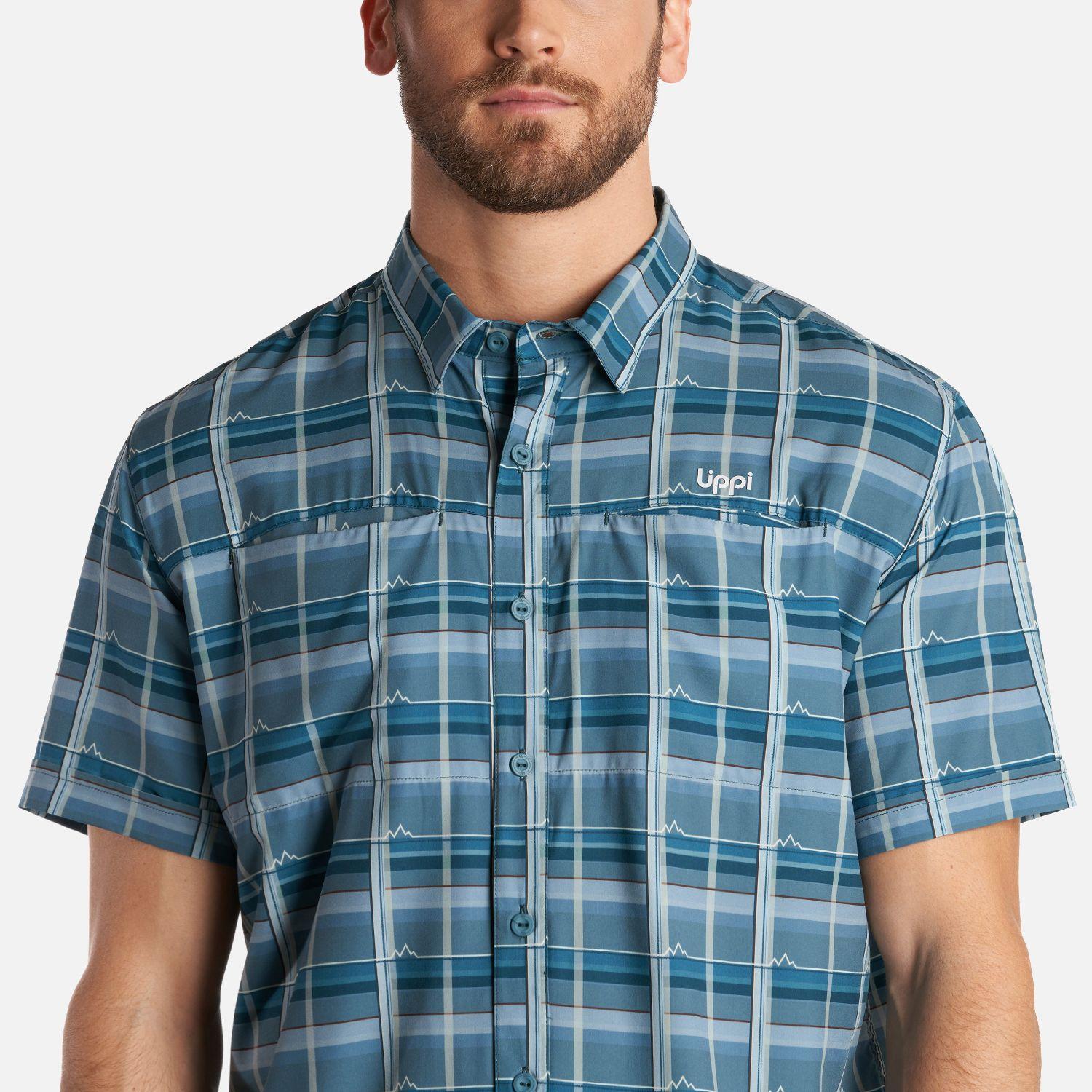 Camisa Hombre Wallace Short Sleeve Q-Dry Shirt Print Verde Petroleo Lippi-4