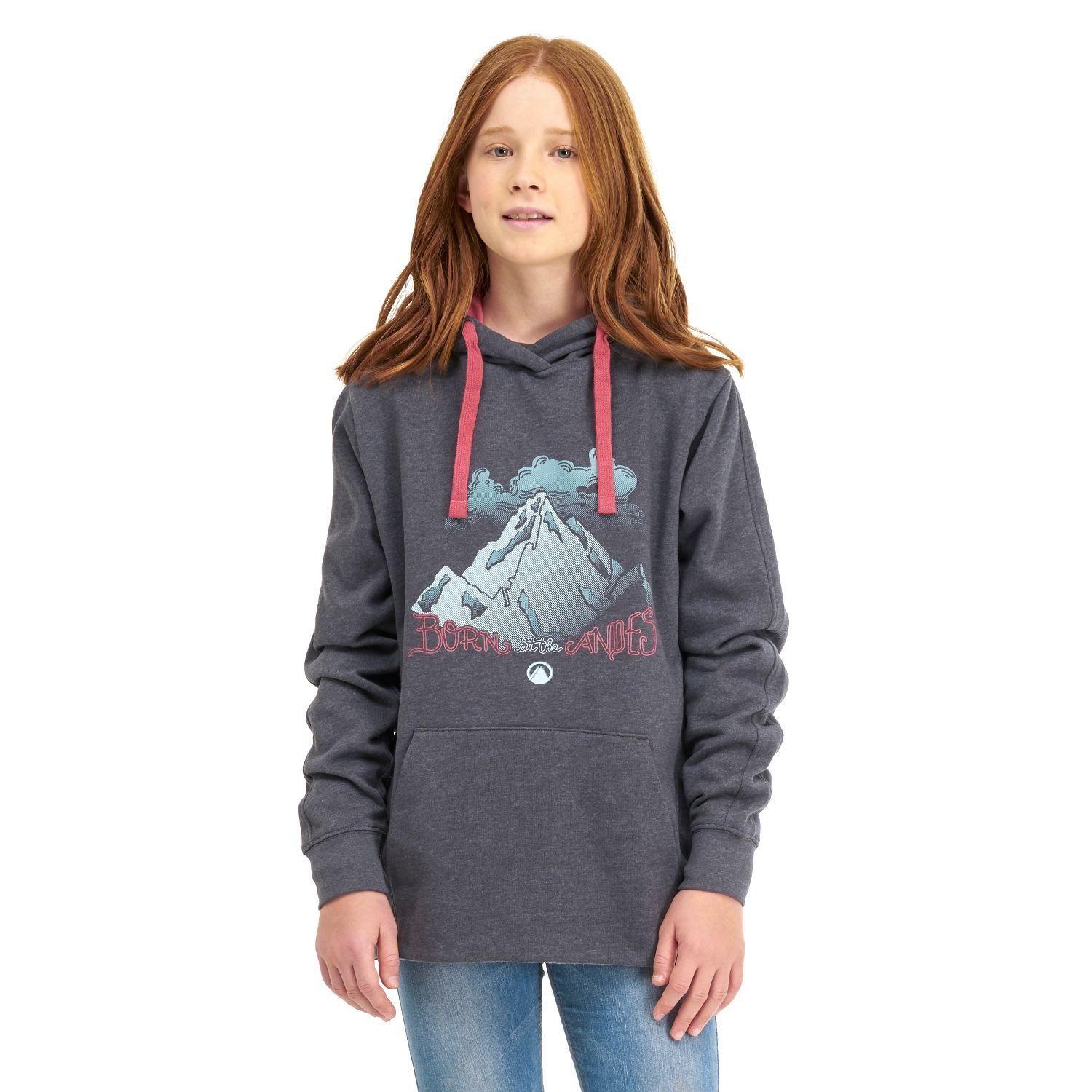 Poleron Teen Girl Insigne Hoody Sweatshirt Melange Gris Oscuro Lippi-1