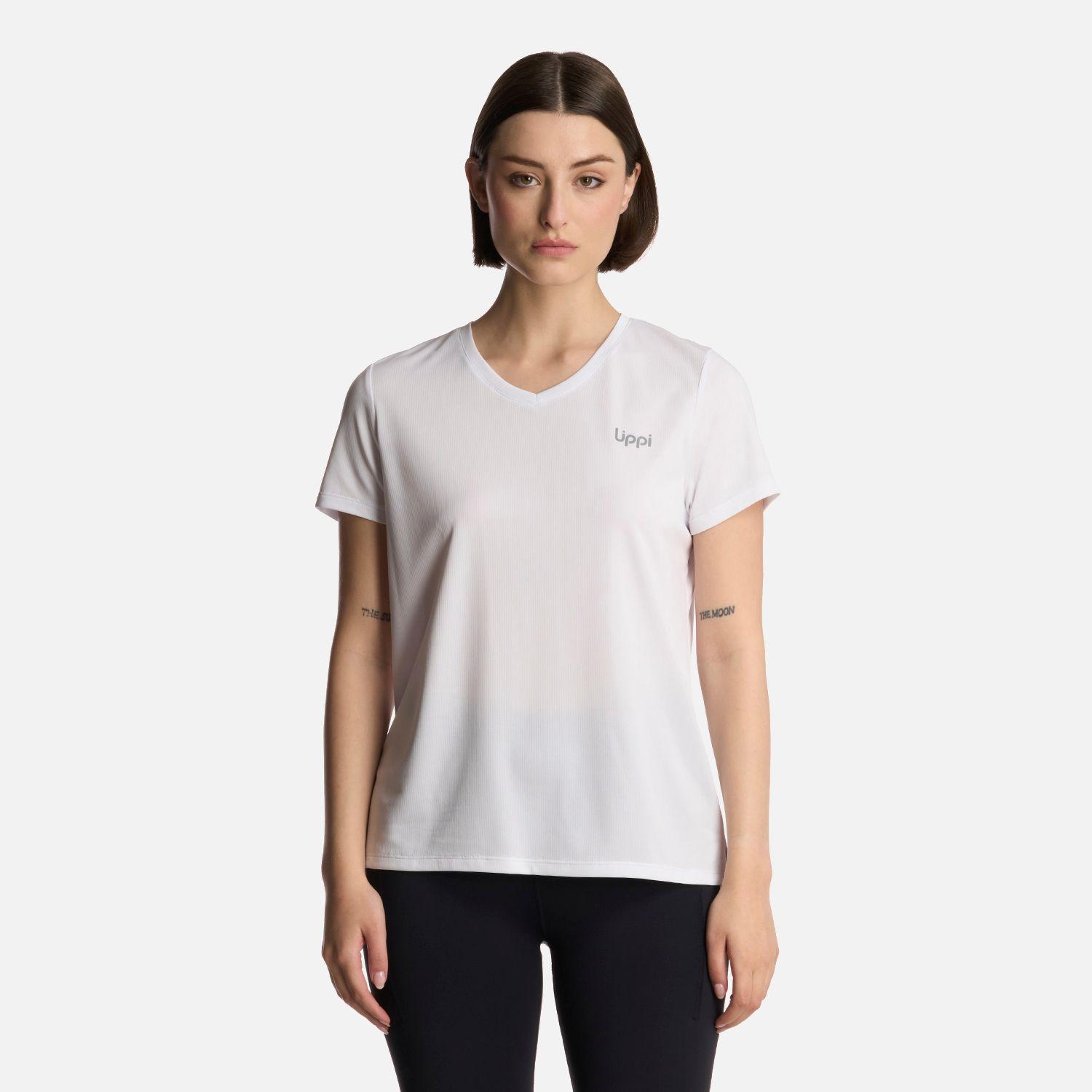 Polera Mujer Core V-Neck Q-Dry T-Shirt Blanco Lippi-0