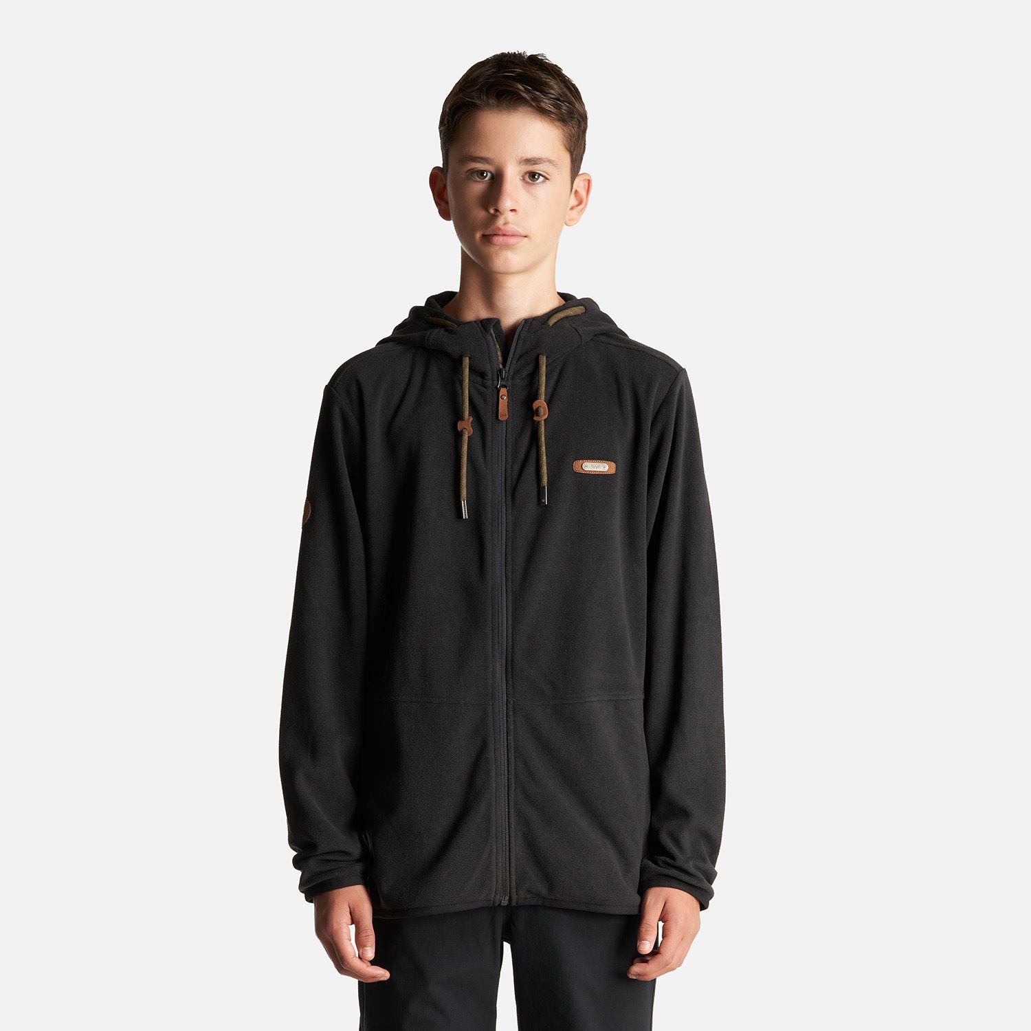 Poleron Teen Boy Stripes Nano-F Full Zip Hoody Negro Lippi I23-1