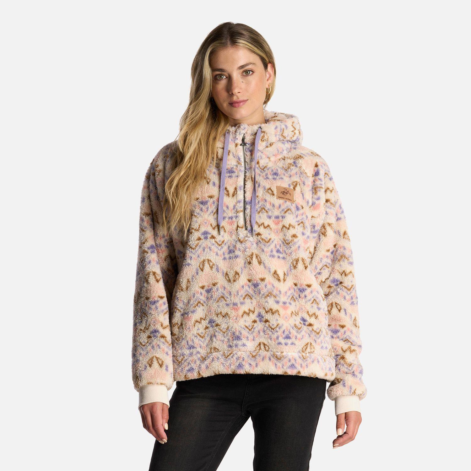 Poleron Mujer Cangur-oso Print Beige Haka Honu-1