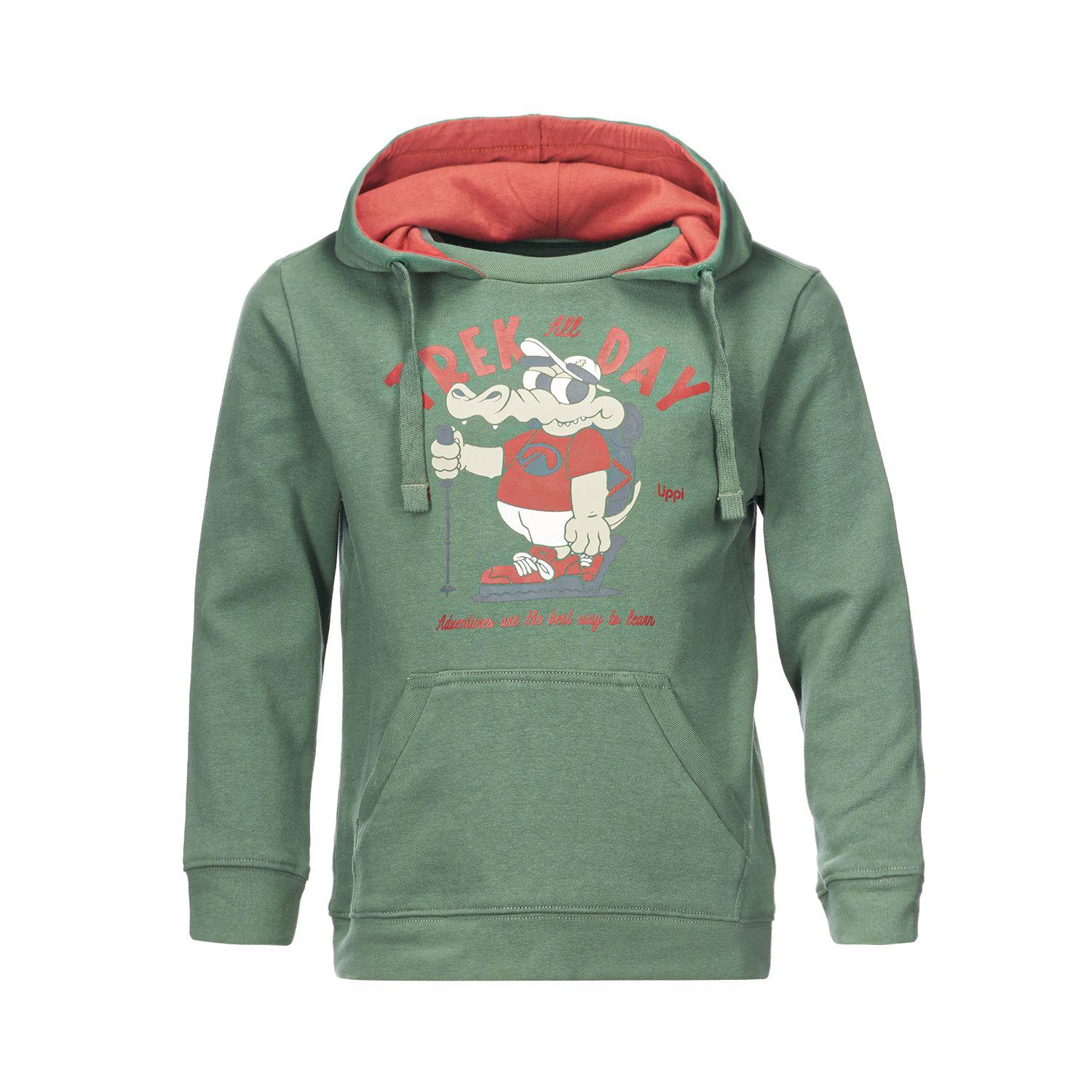 Poleron Niño Insigne Hoody Sweatshirt Verde Grisaceo Lippi-0
