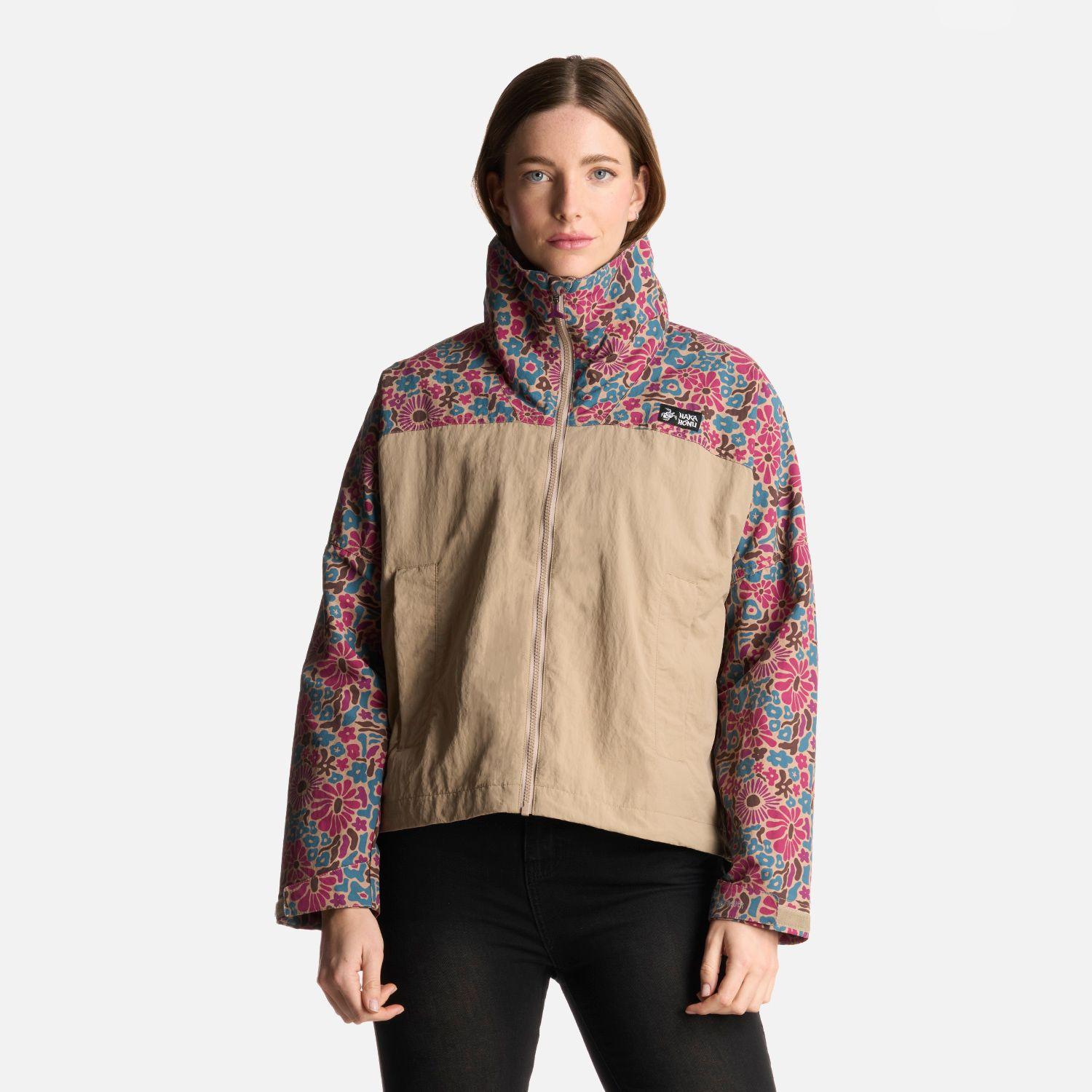 Chaqueta Mujer Hija Del Viento Print Taupe Haka Honu-0