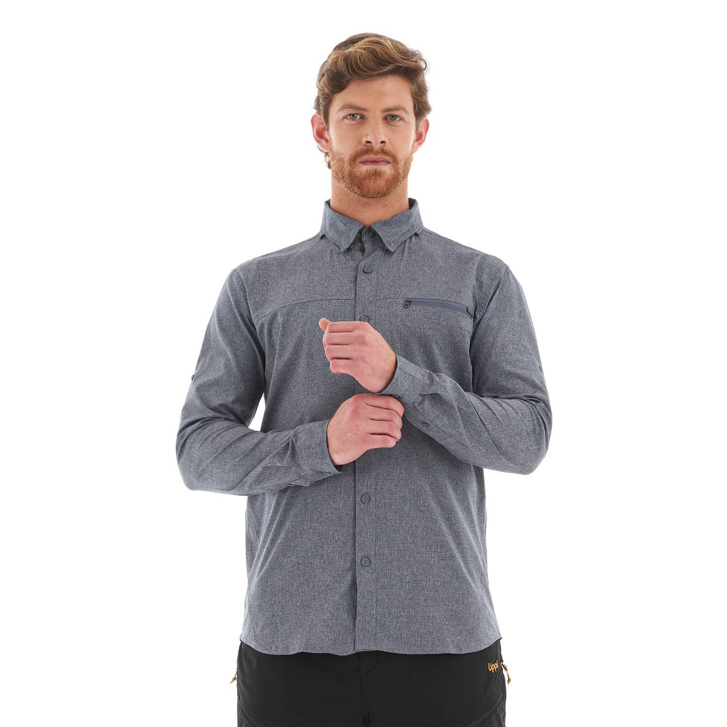 Camisa Hombre Rosselot Long Sleeve Q-Dry Shirt Gris Oscuro Lippi V23-1