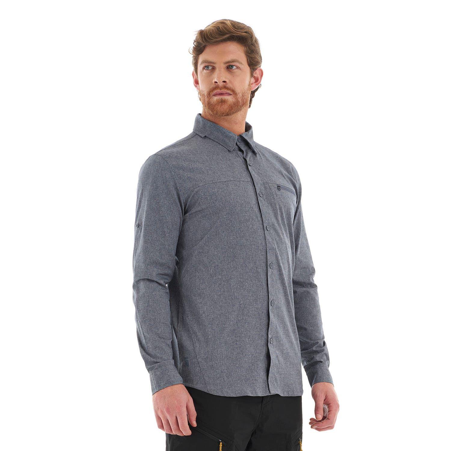 Camisa Hombre Rosselot Long Sleeve Q-Dry Shirt Gris Oscuro Lippi V23-2