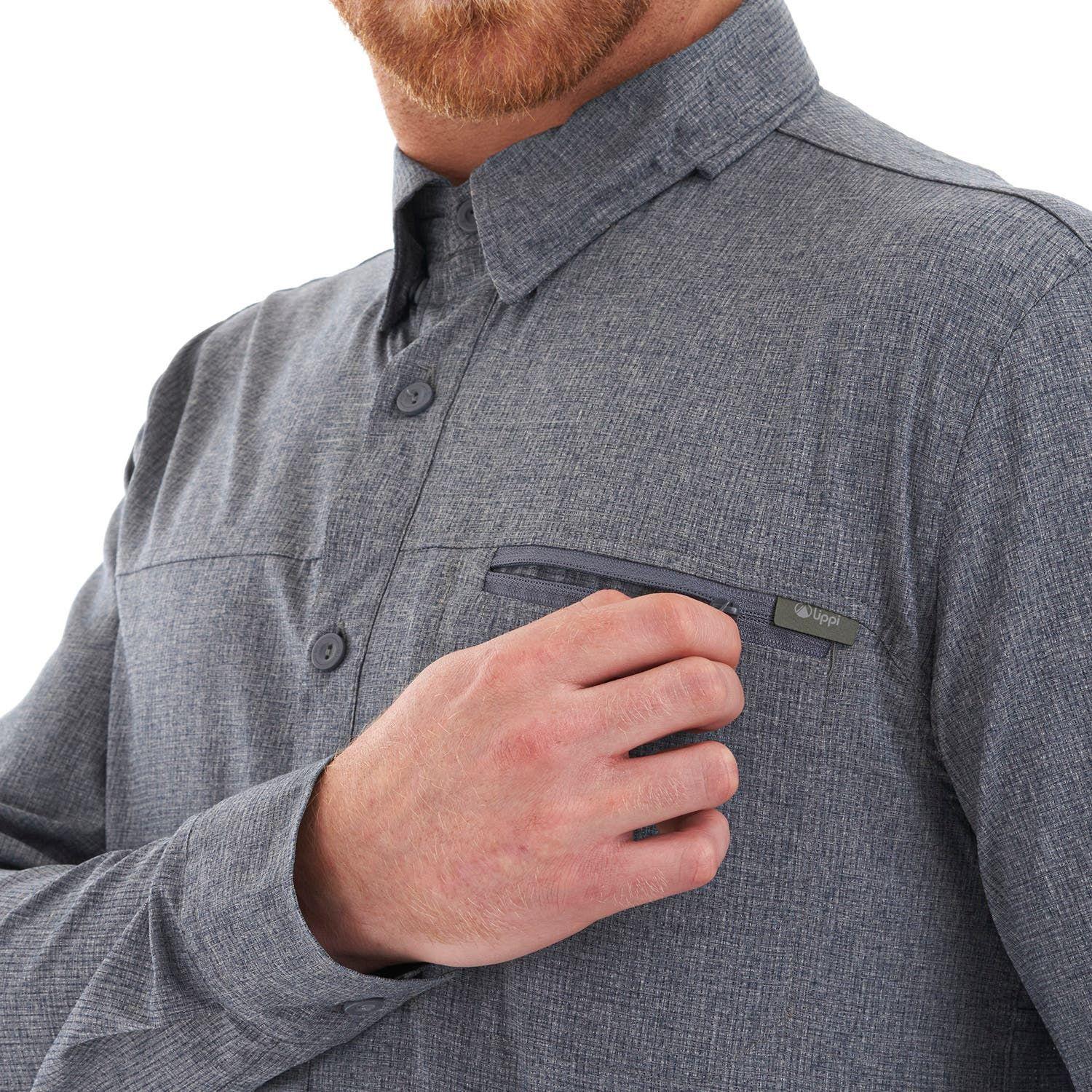 Camisa Hombre Rosselot Long Sleeve Q-Dry Shirt Gris Oscuro Lippi V23-9