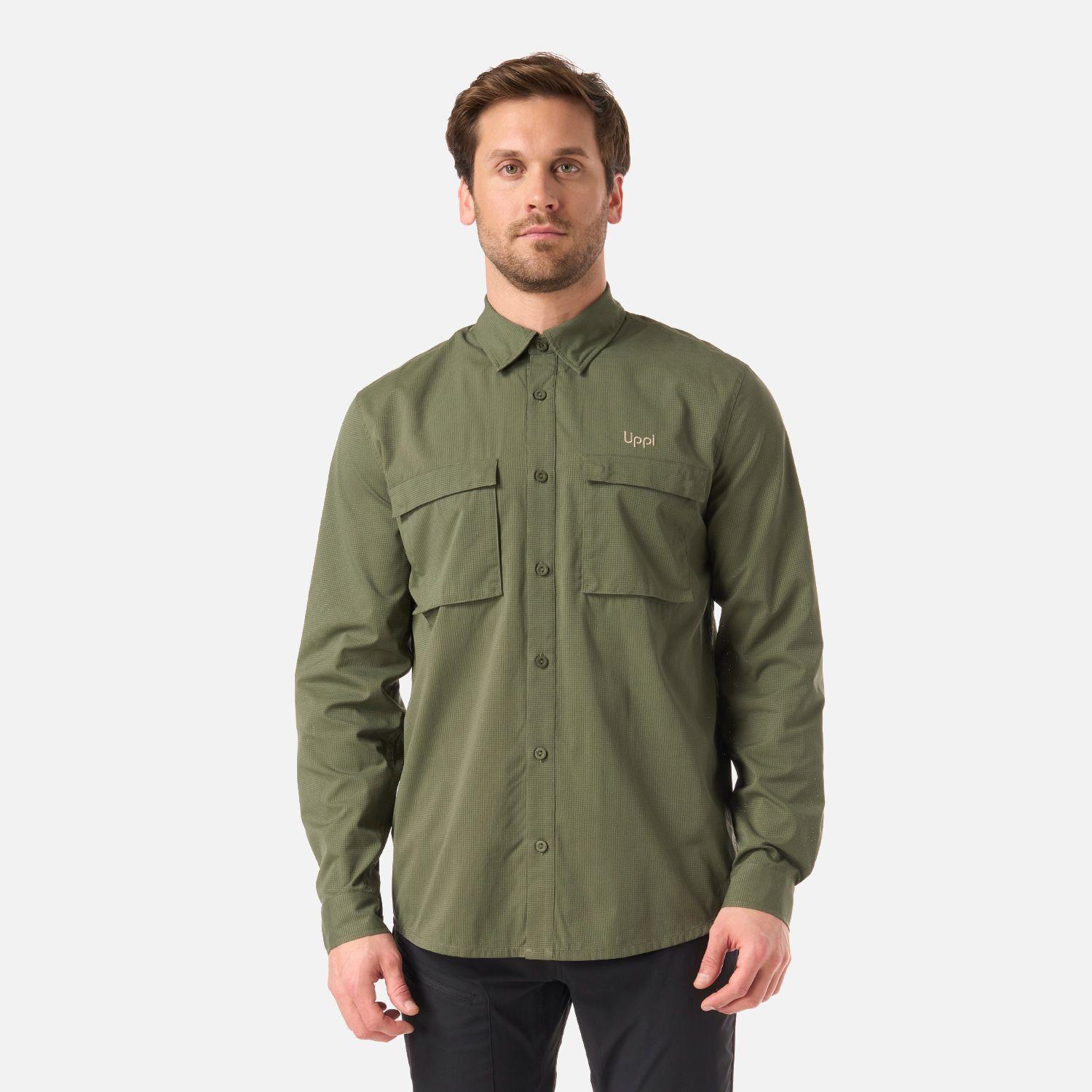 Camisa Hombre Rosselot Long Sleeve Q-Dry Shirt Verde Musgo Lippi V26-0