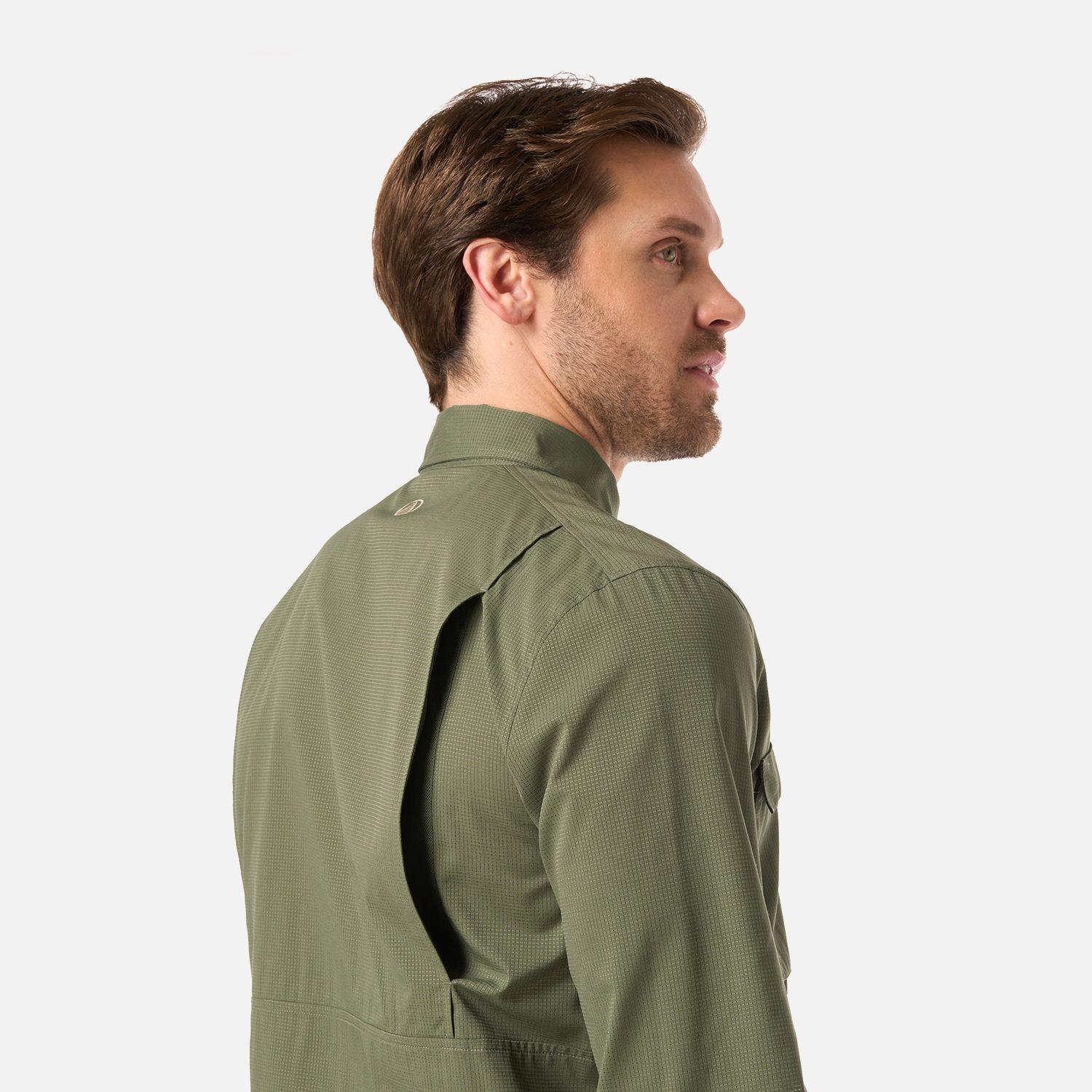 Camisa Hombre Rosselot Long Sleeve Q-Dry Shirt Verde Musgo Lippi V26-4