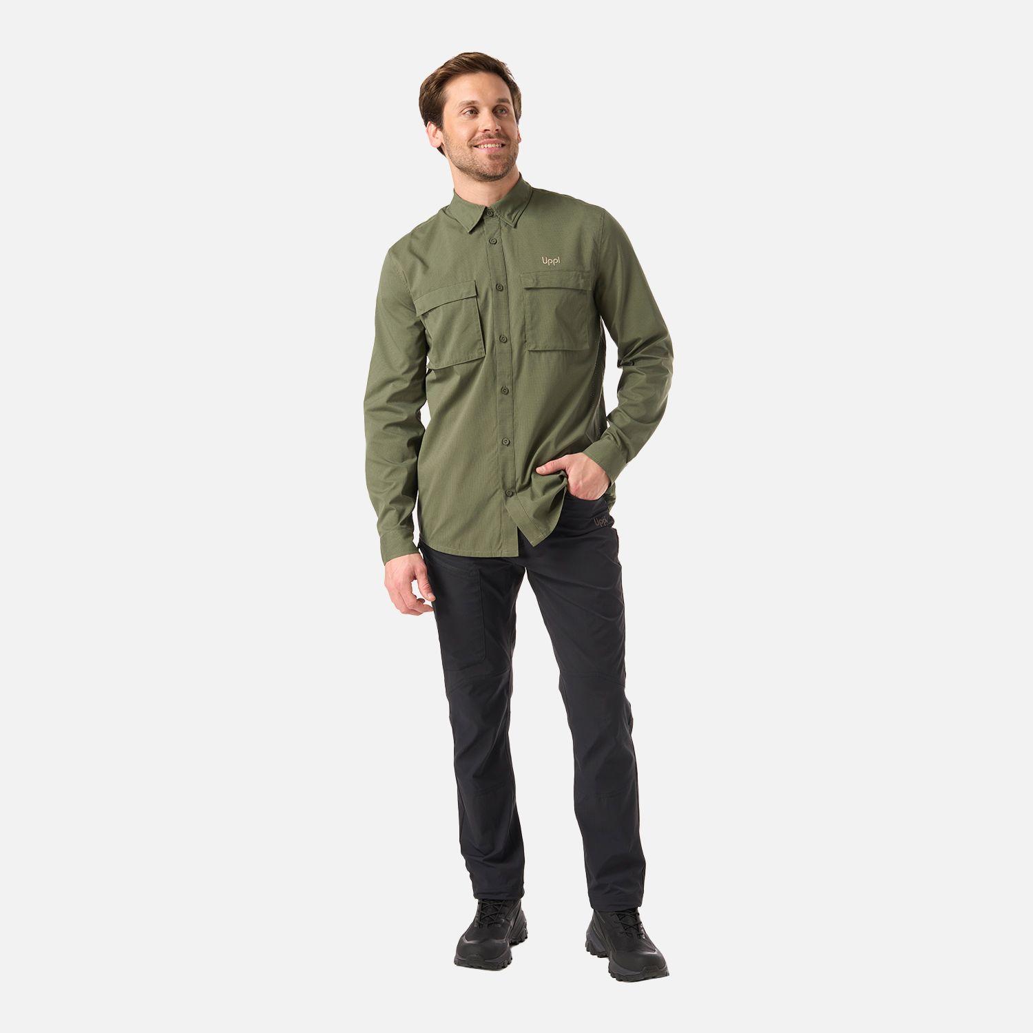 Camisa Hombre Rosselot Long Sleeve Q-Dry Shirt Verde Musgo Lippi V26-6