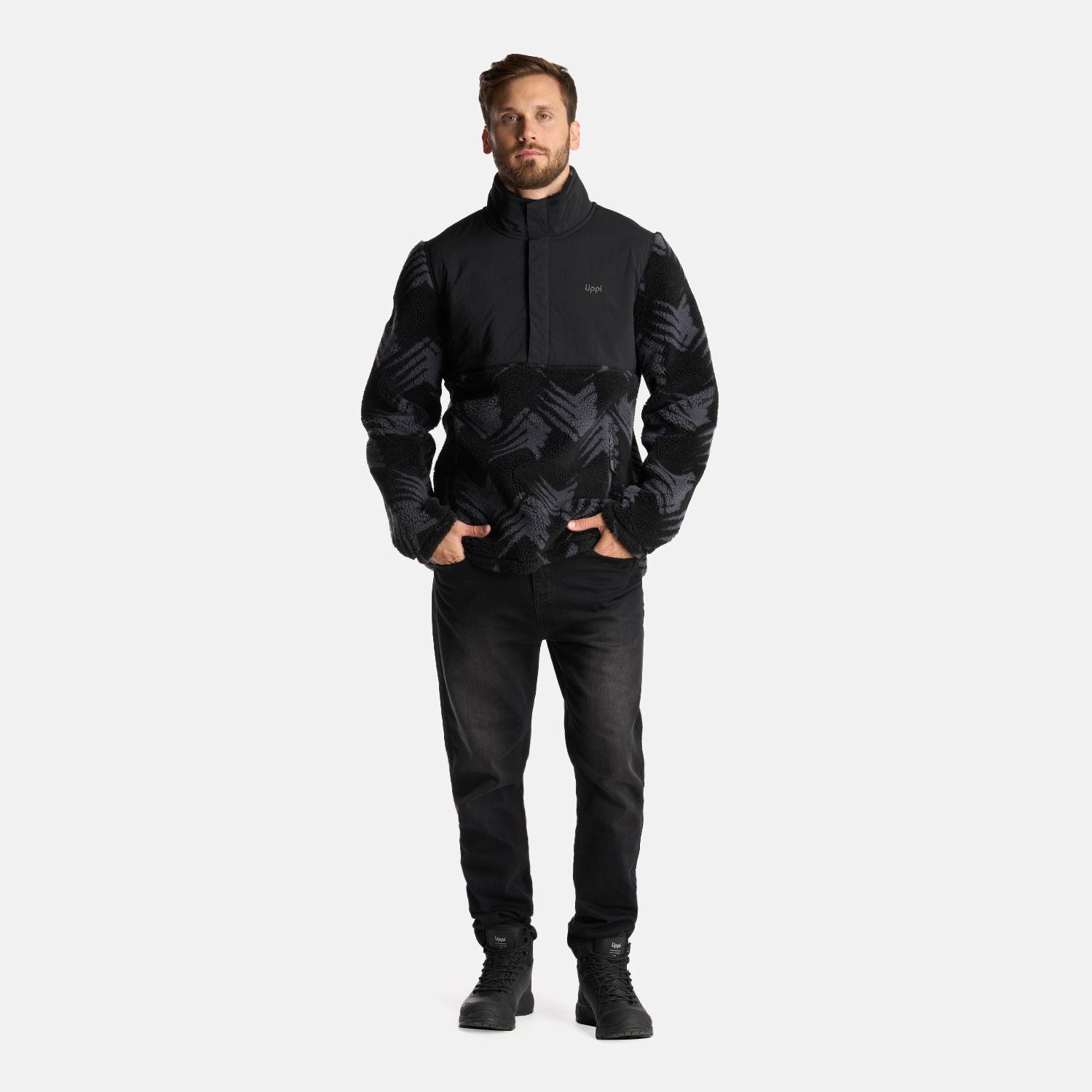 Chaqueta Hombre Glaciar Sherpa-Pro 1/4 Zip Jacket Print Negro Lippi-7