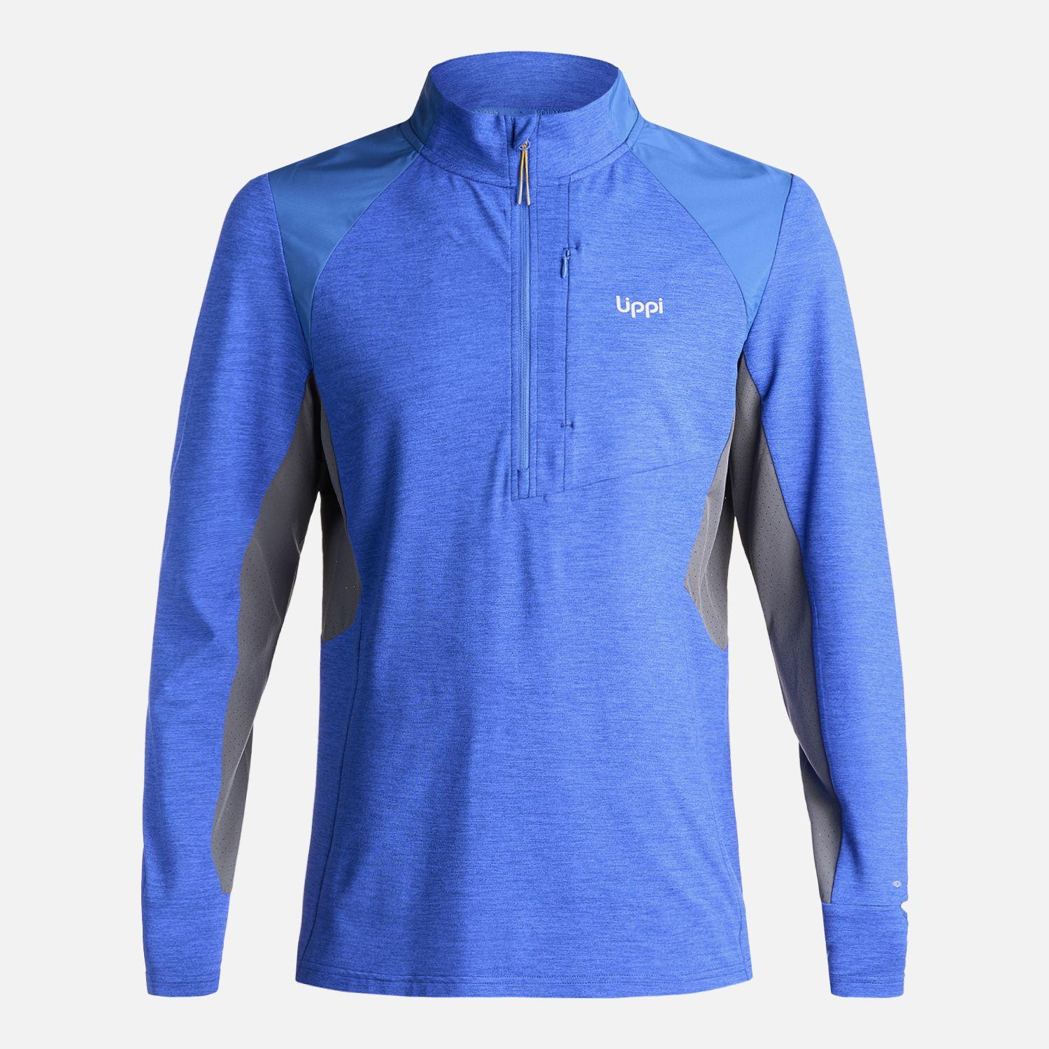 Poleron Hombre Egger 1/4 Zip Melange Azul Lippi I24-0
