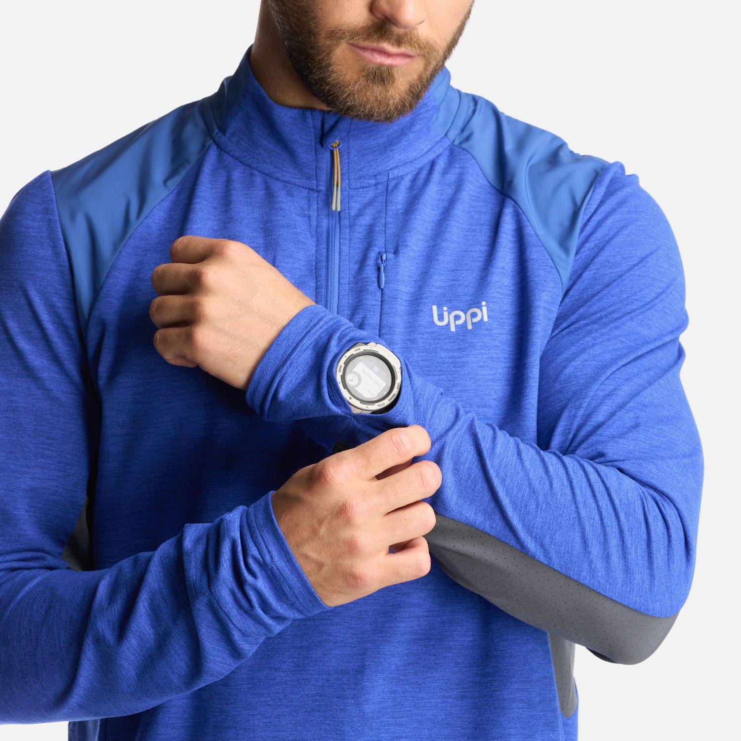Poleron Hombre Egger 1/4 Zip Melange Azul Lippi I24-6