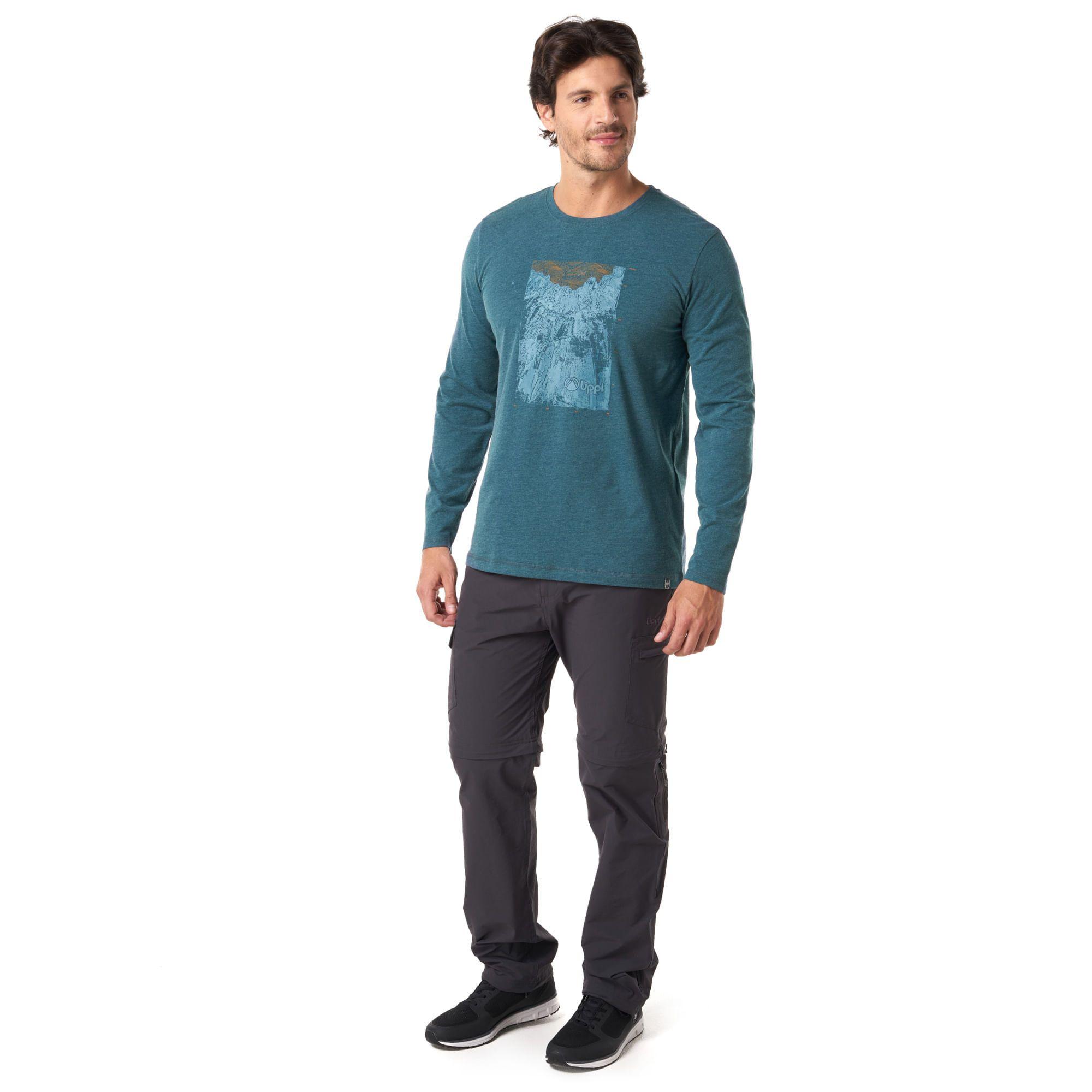 Polera Hombre Coordinate Long Sleeve Cotton T-Shirt Melange Azul Lippi-1