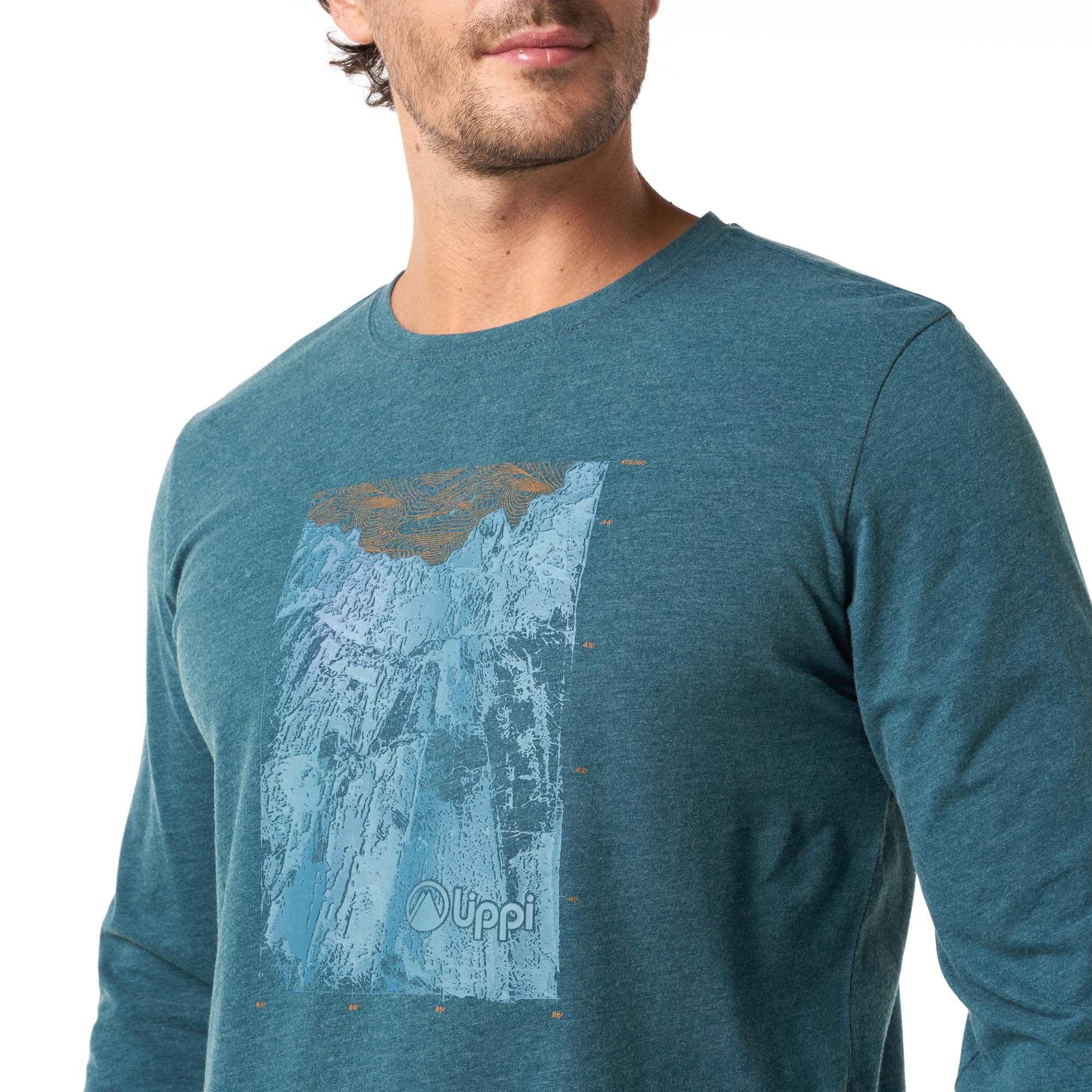 Polera Hombre Coordinate Long Sleeve Cotton T-Shirt Melange Azul Lippi-4