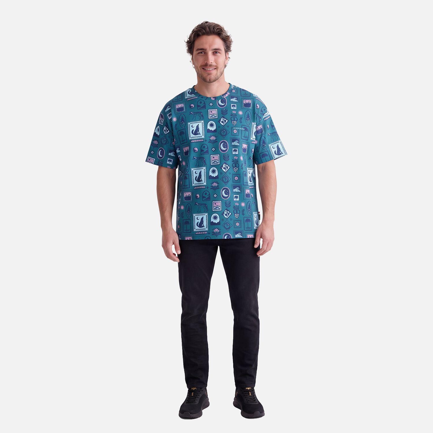 Polera Hombre Reliquias Print Turquesa Verde Haka Honu V27-2