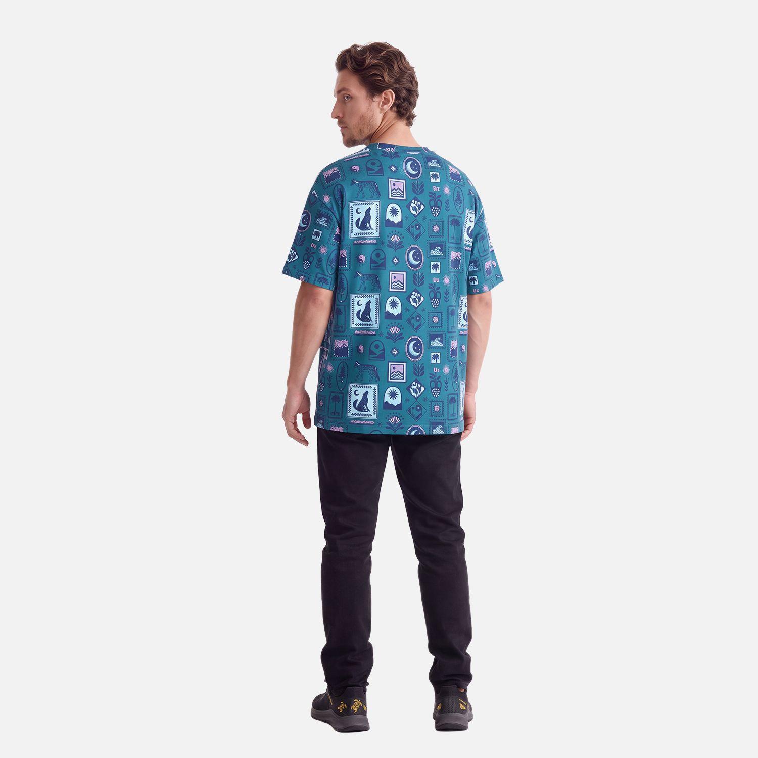 Polera Hombre Reliquias Print Turquesa Verde Haka Honu V27-3