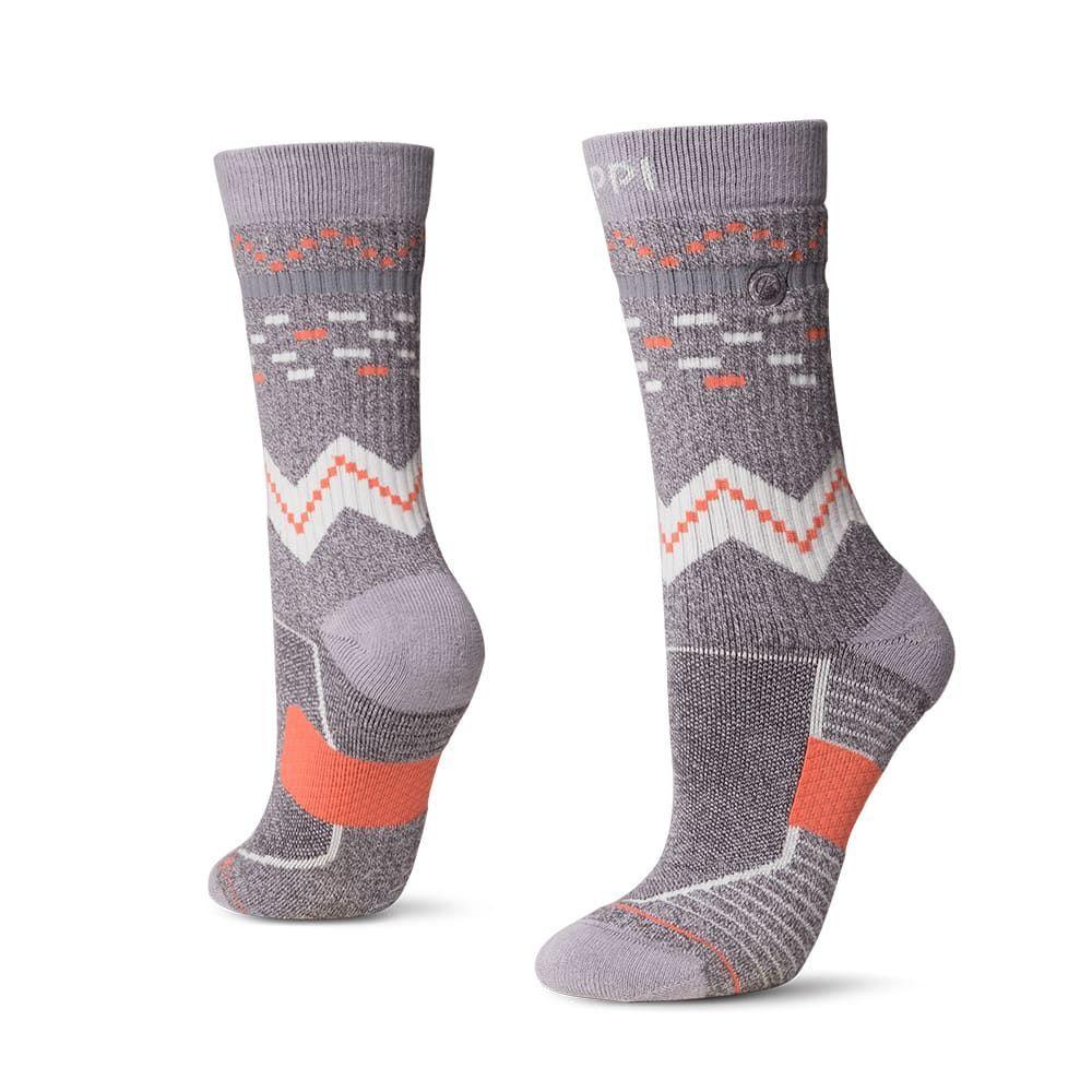 Calcetin Mujer Horizontal Line Hiking Socks Mid Melange Gris Claro Lippi-0