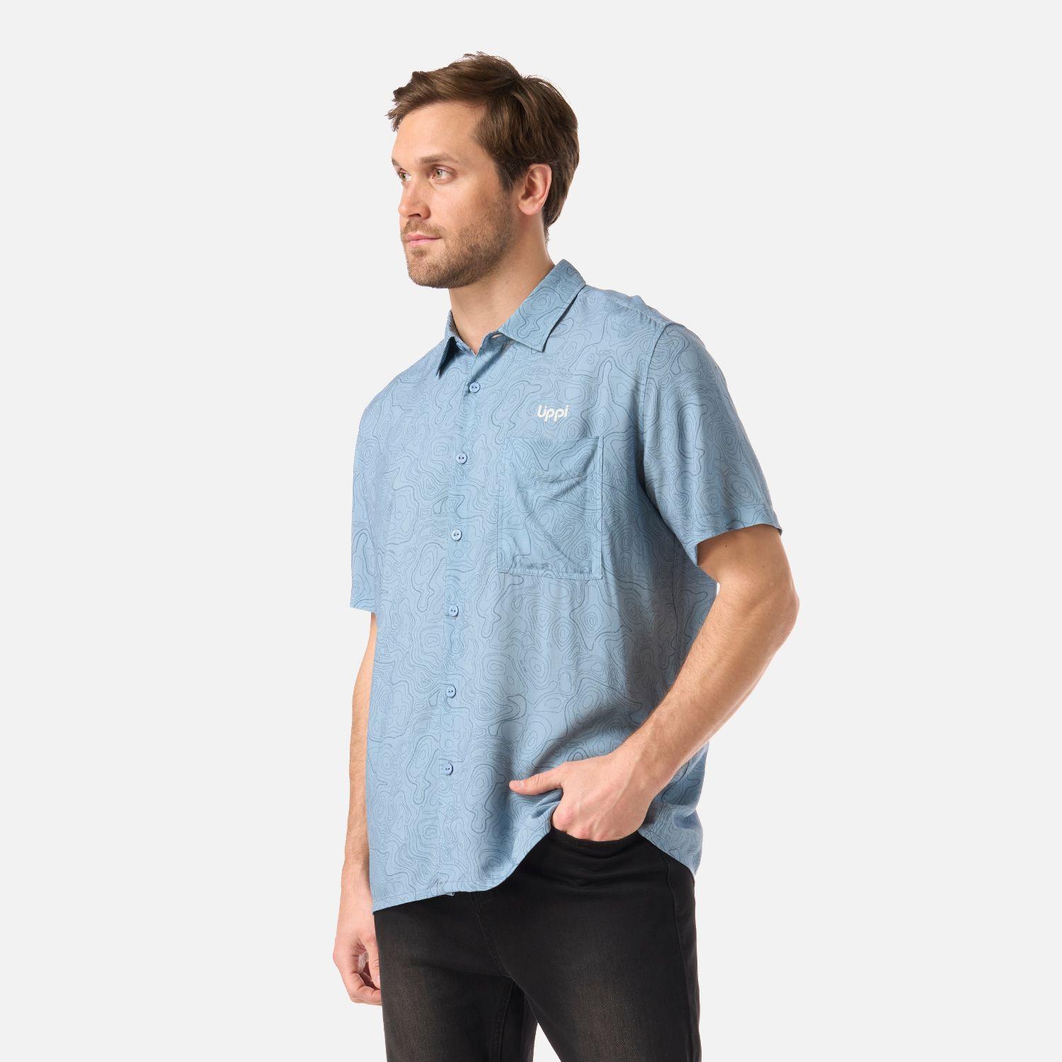 Camisa Hombre SeaSide Short Sleeve Shirt Print Azul Piedra Lippi V26-1