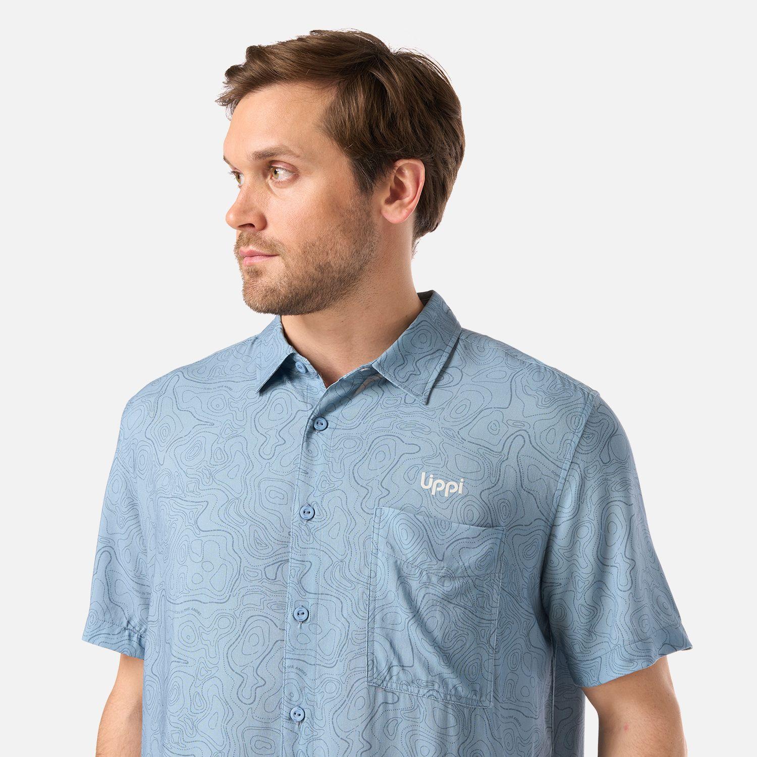 Camisa Hombre SeaSide Short Sleeve Shirt Print Azul Piedra Lippi V26-3