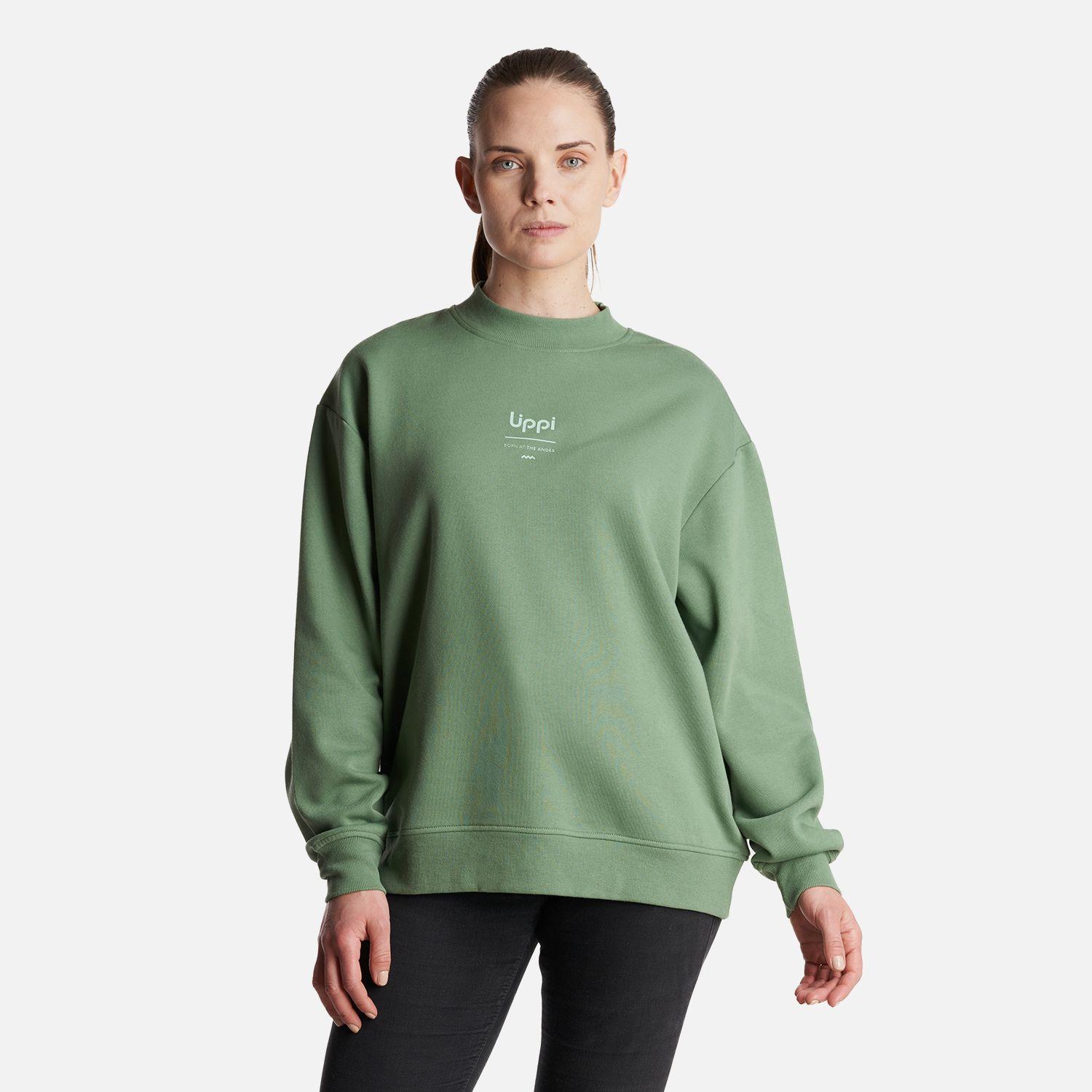 Poleron Mujer  Ulmo Mid Point Crewneck Sweatshirt Verde Claro Lippi-1