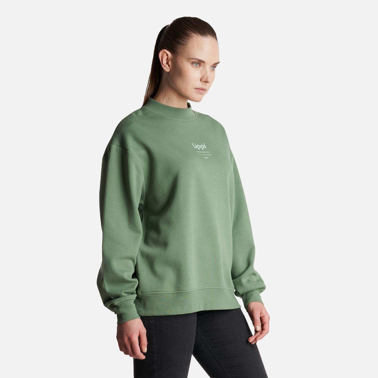 Poleron Mujer  Ulmo Mid Point Crewneck Sweatshirt Verde Claro Lippi-2