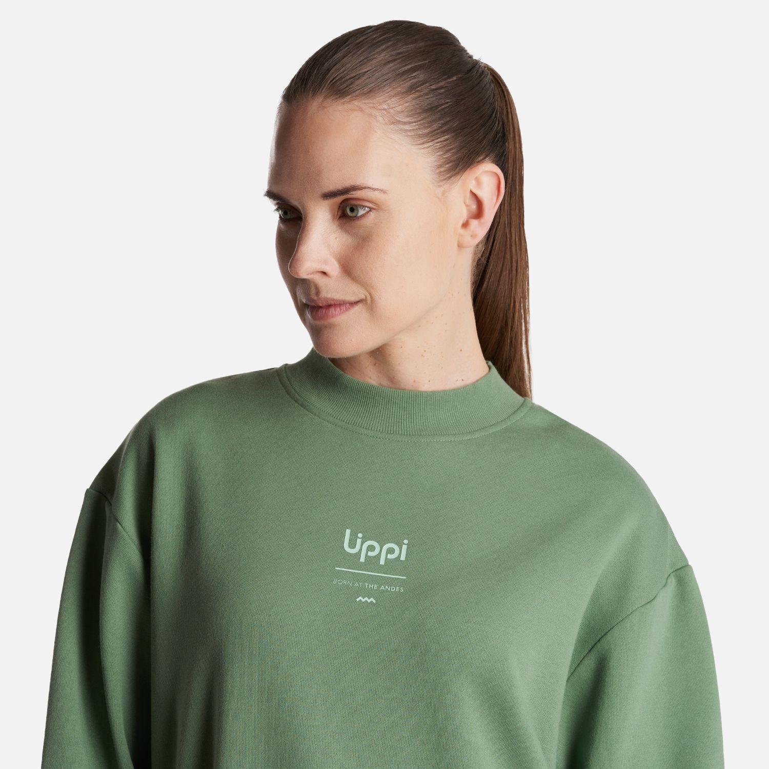 Poleron Mujer  Ulmo Mid Point Crewneck Sweatshirt Verde Claro Lippi-4