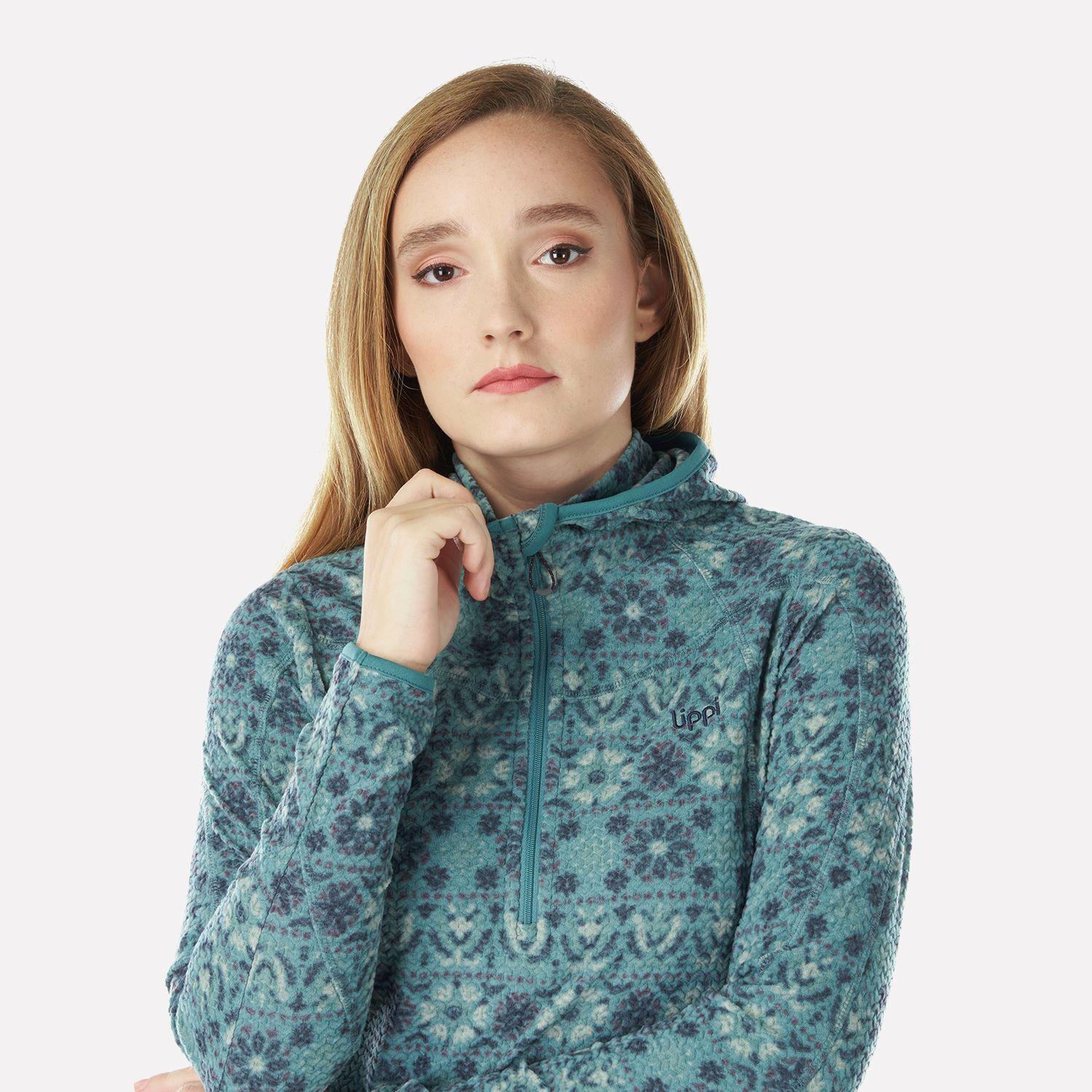Poleron Mujer Jacaranda Nano-F 14 Zip Hoody Print Jade Oscuro Lippi-3
