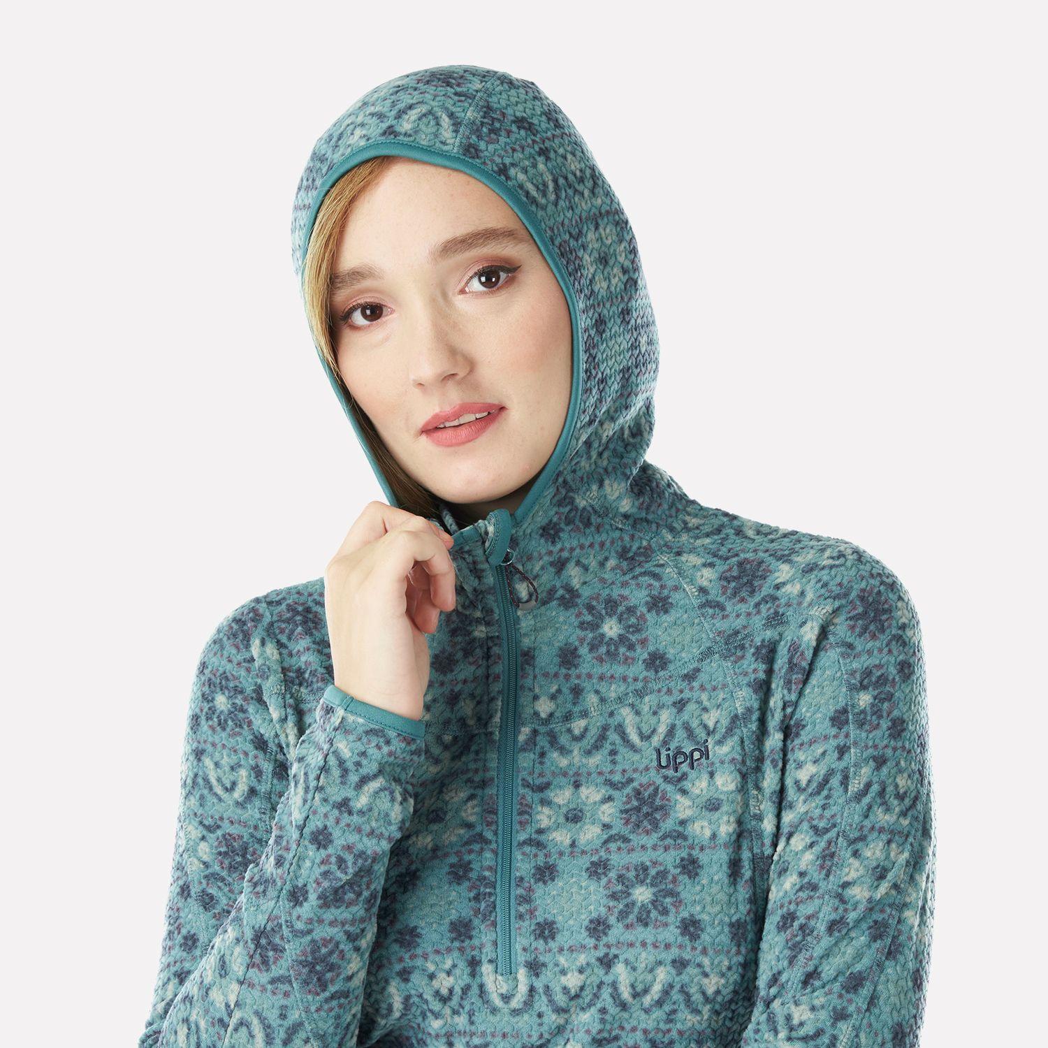 Poleron Mujer Jacaranda Nano-F 14 Zip Hoody Print Jade Oscuro Lippi-4